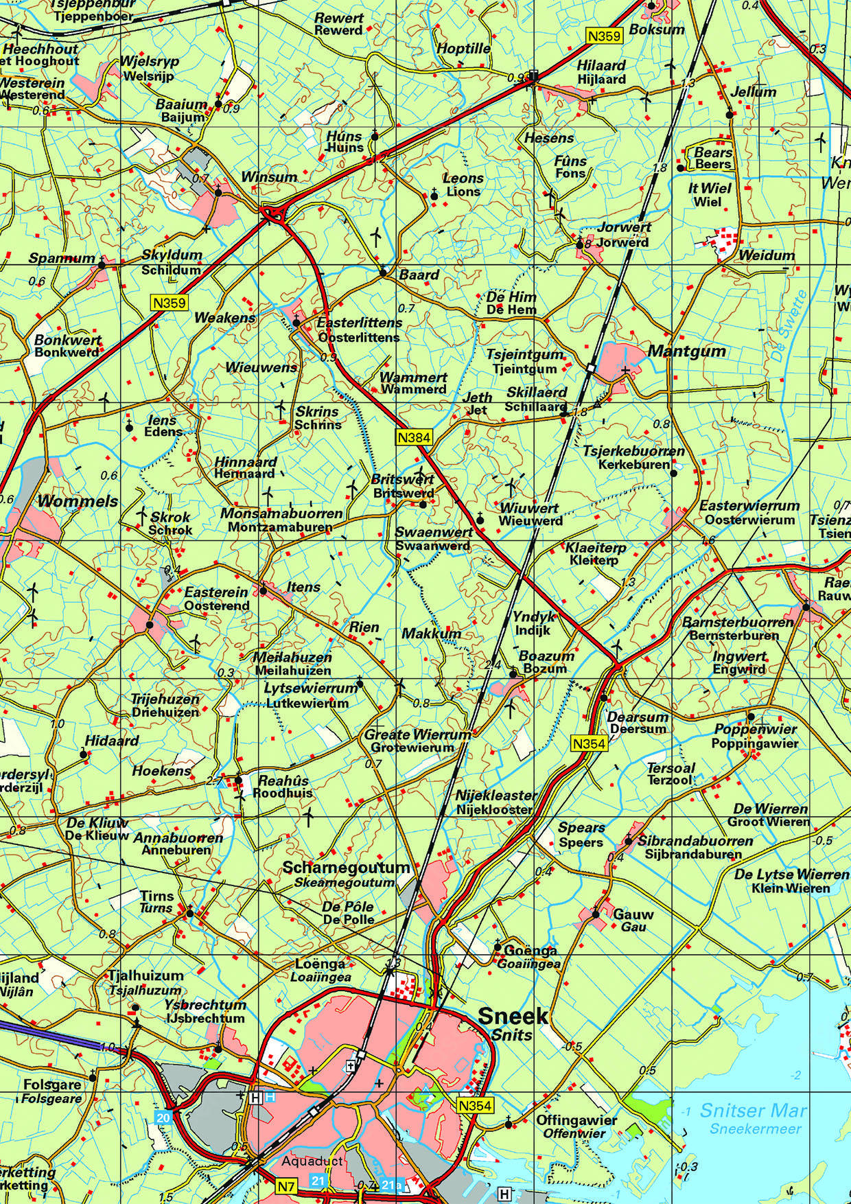 Topografische kaart Friesland 1:100.000