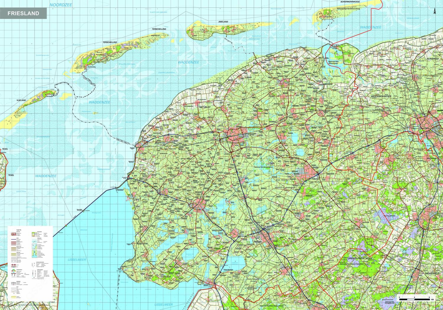 Topografische kaart Friesland 1:100.000