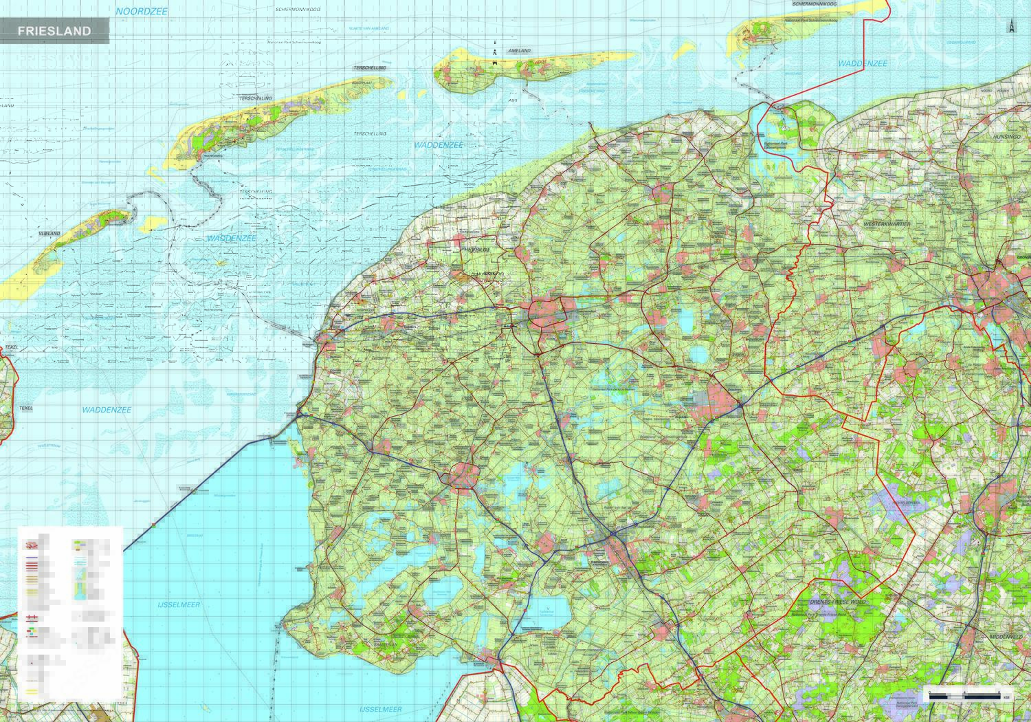 Topografische kaart Friesland 1:100.000 Topografische kaart Friesland 1:100.000