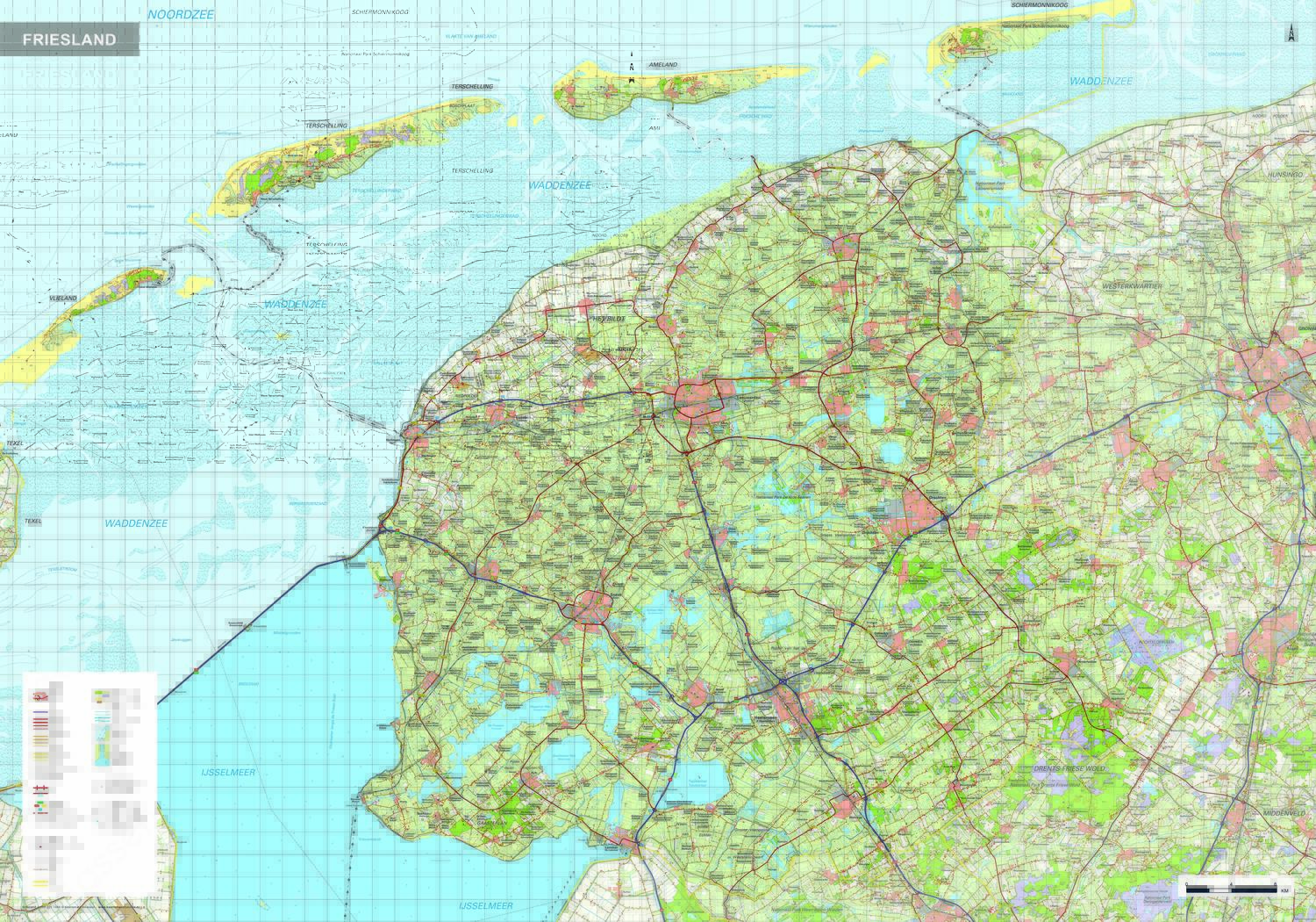 Topografische kaart Friesland 1:100.000 Topografische kaart Friesland 1:100.000