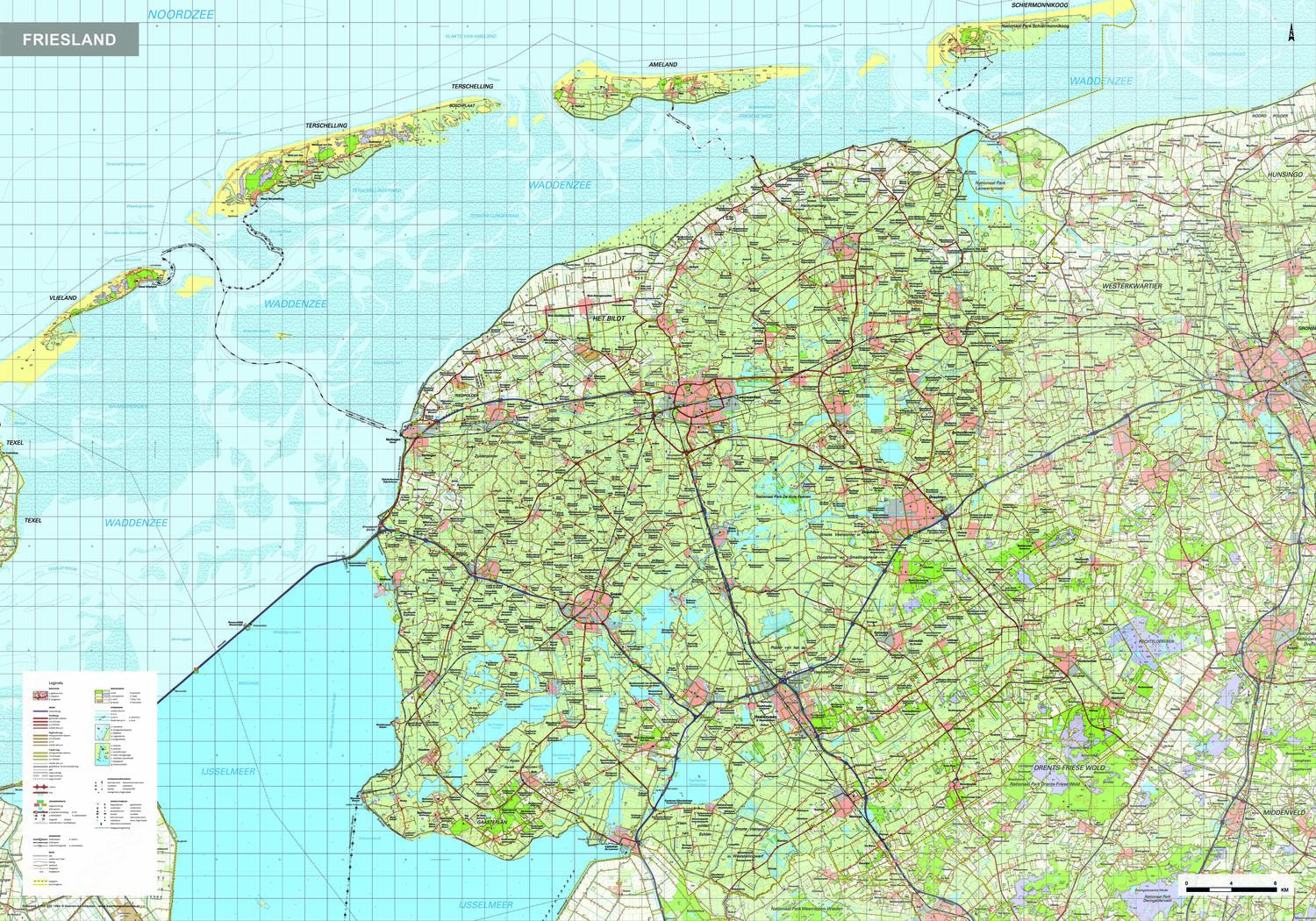 Topografische kaart Friesland 1:100.000