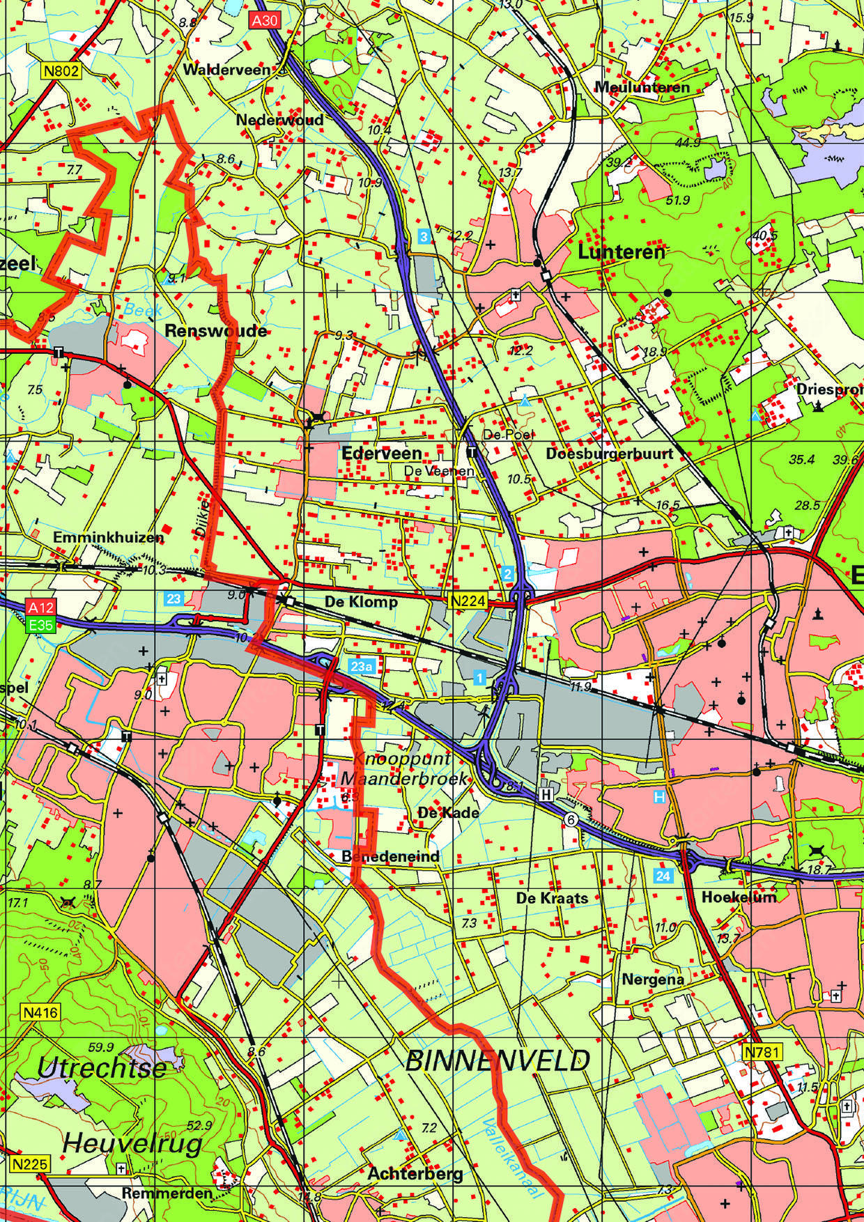 Topografische kaart Gelderland 1:100.000