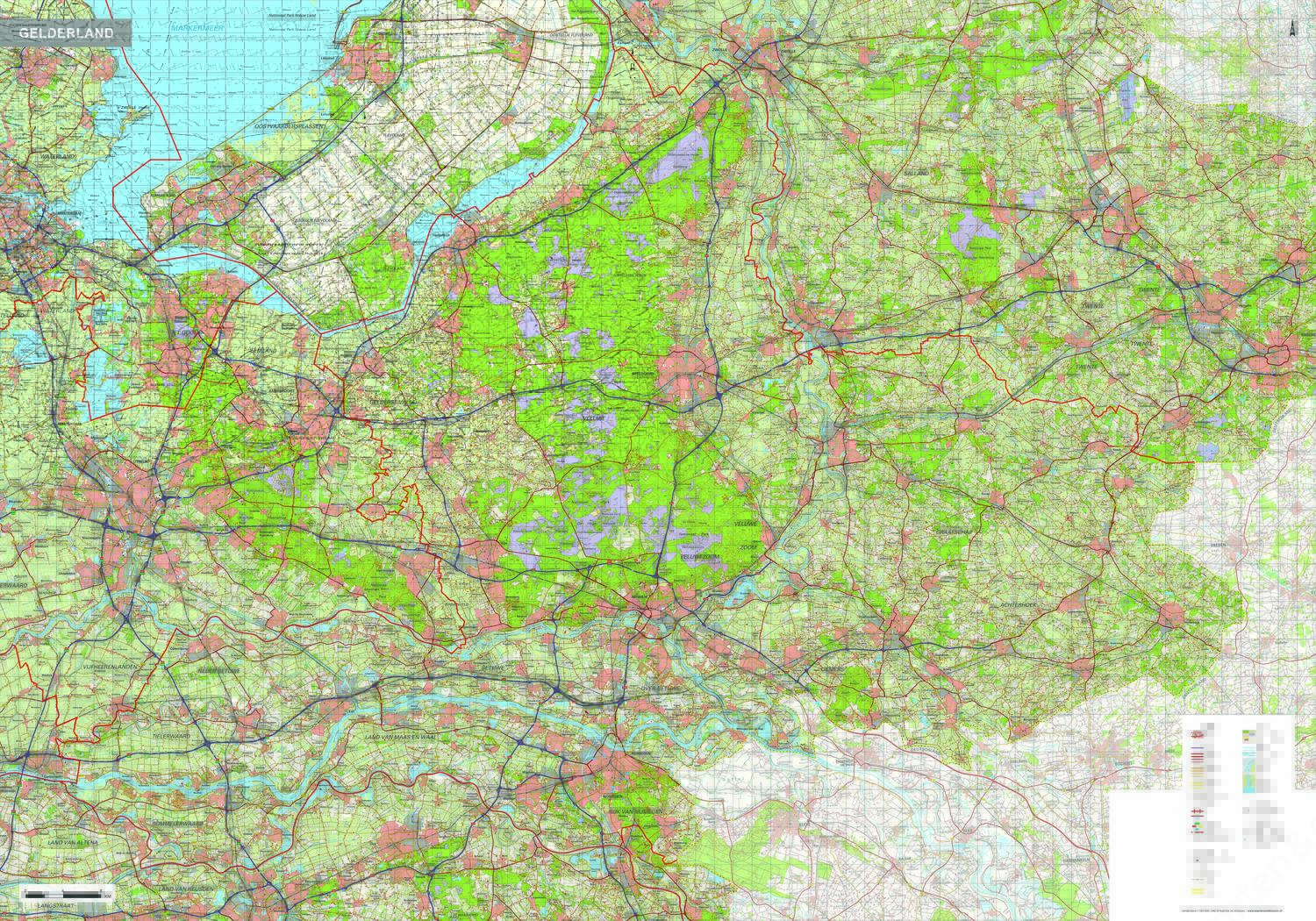 Topografische kaart Gelderland 1:100.000 Topografische kaart Gelderland 1:100.000