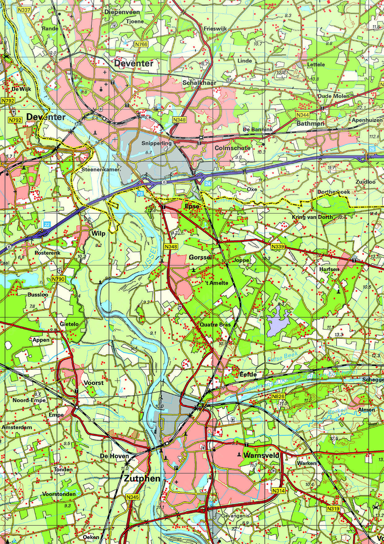 Topografische kaart Gelderland 1:100.000