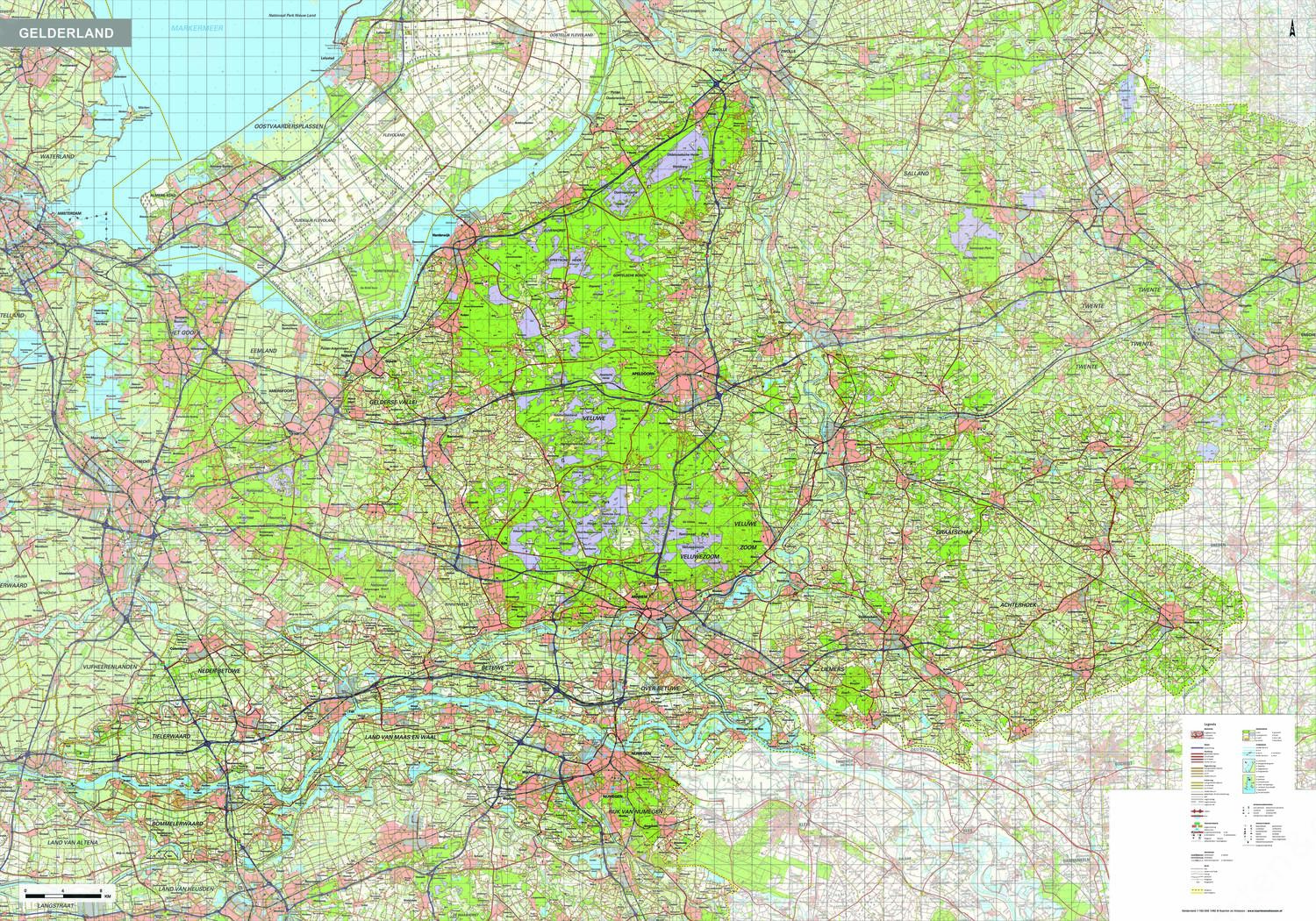 Topografische kaart Gelderland 1:100.000