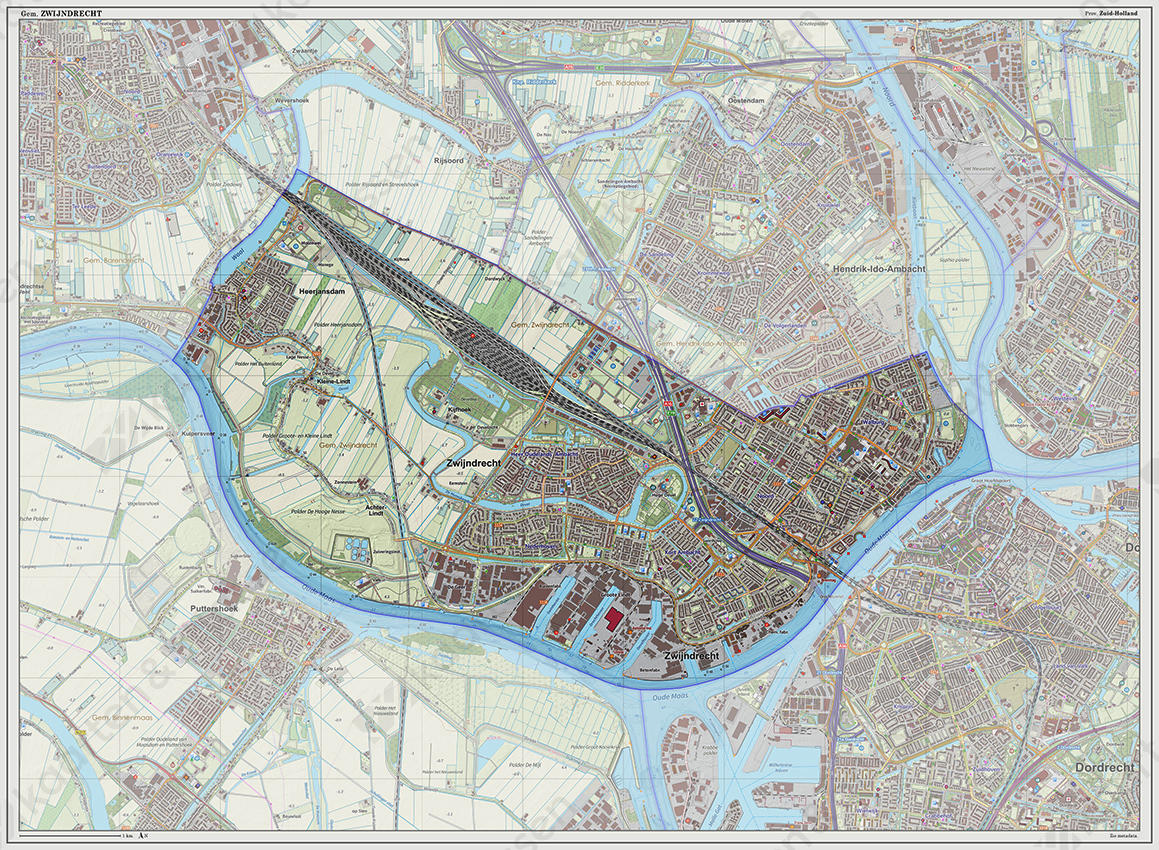 Digitale kaart Zwijndrecht 1250