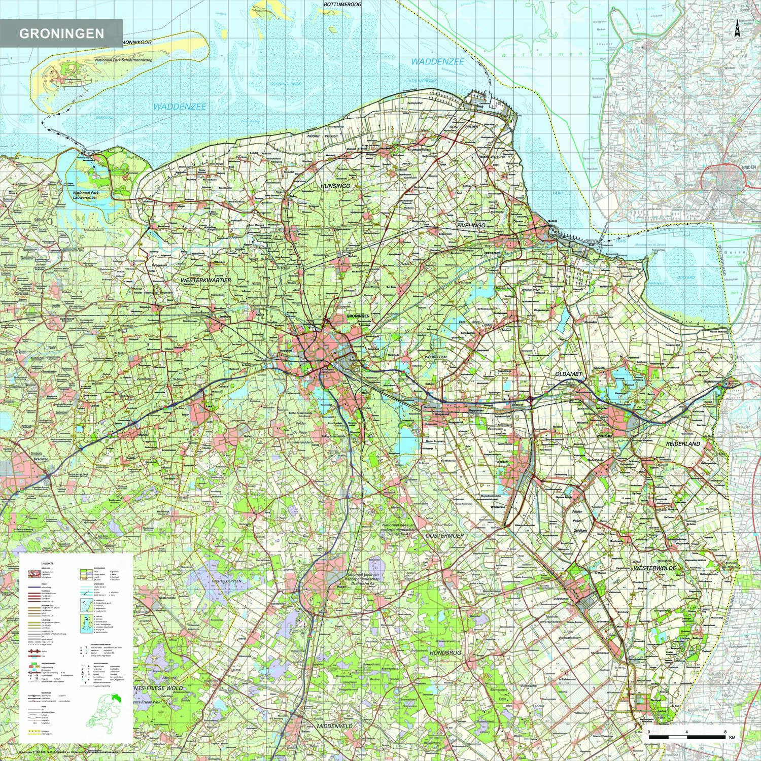 Topografische kaart Groningen 1:100.000