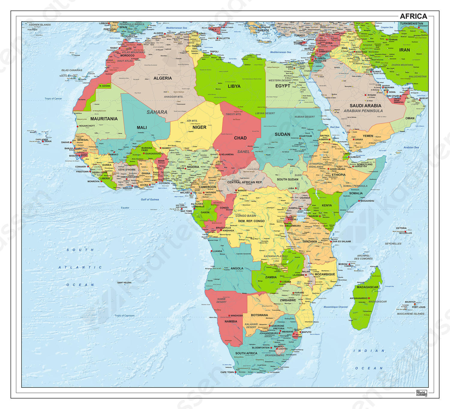 Afrikakaart staatkundig 1282 Afrikakaart staatkundig 1282