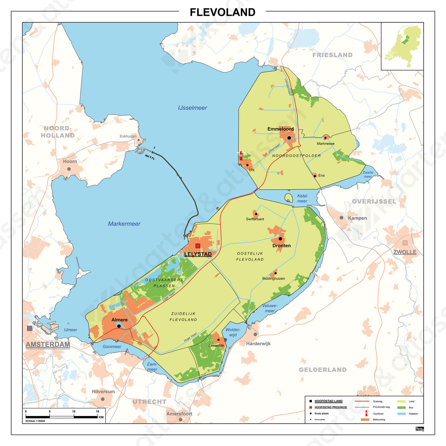 Kaart Flevoland 450 | Kaarten en Atlassen.nl