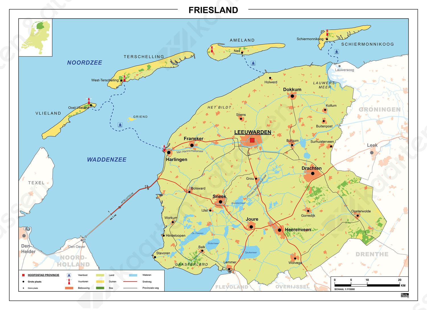 Toeristische Kaart Friesland Kaart