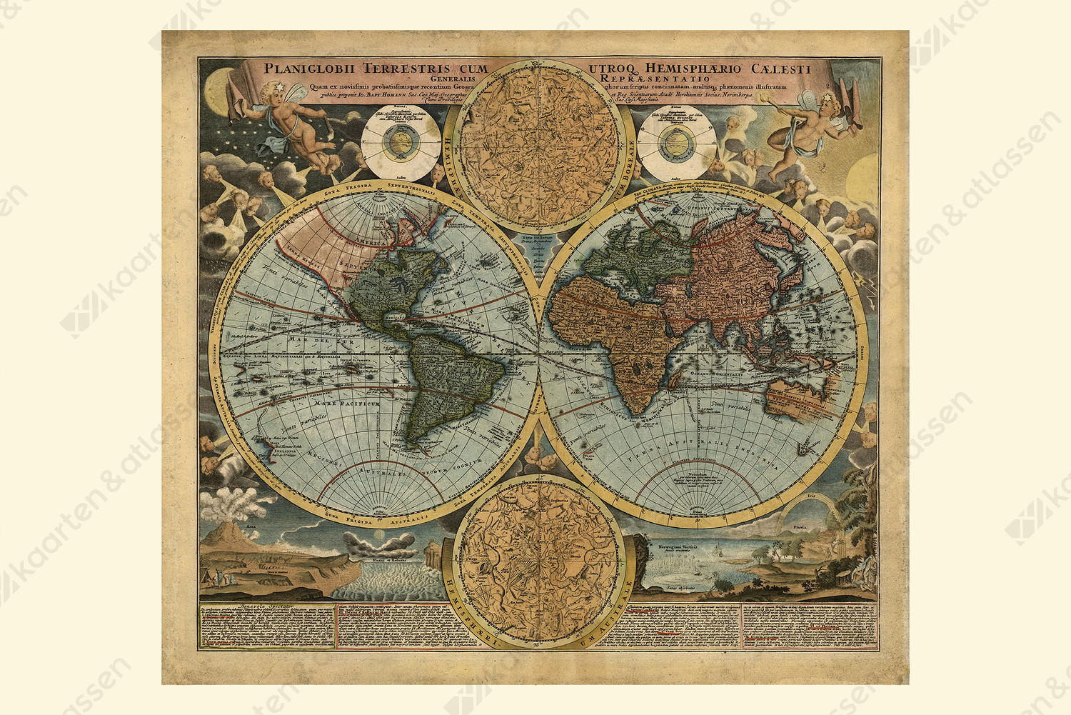 Wereldkaart Johann Baptist Homann Digitale Wereldkaart Johann Baptist Homann