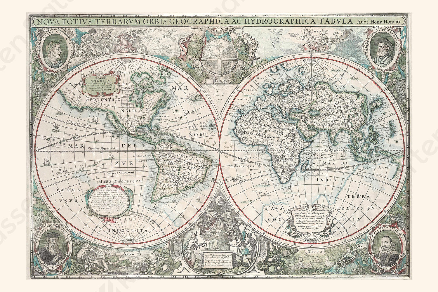 Wereldkaart Hondius Digitale Wereldkaart Hondius