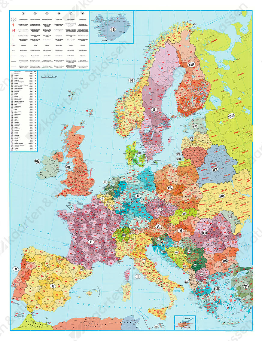 Postcodekaart van Europa