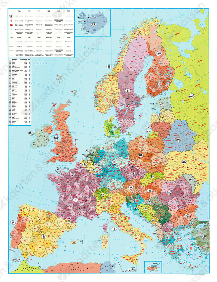 Postcodekaart van Europa Postcodekaart van Europa