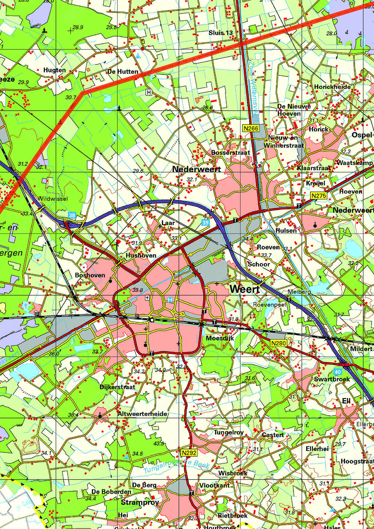 Topografische kaart Limburg 1:100.000