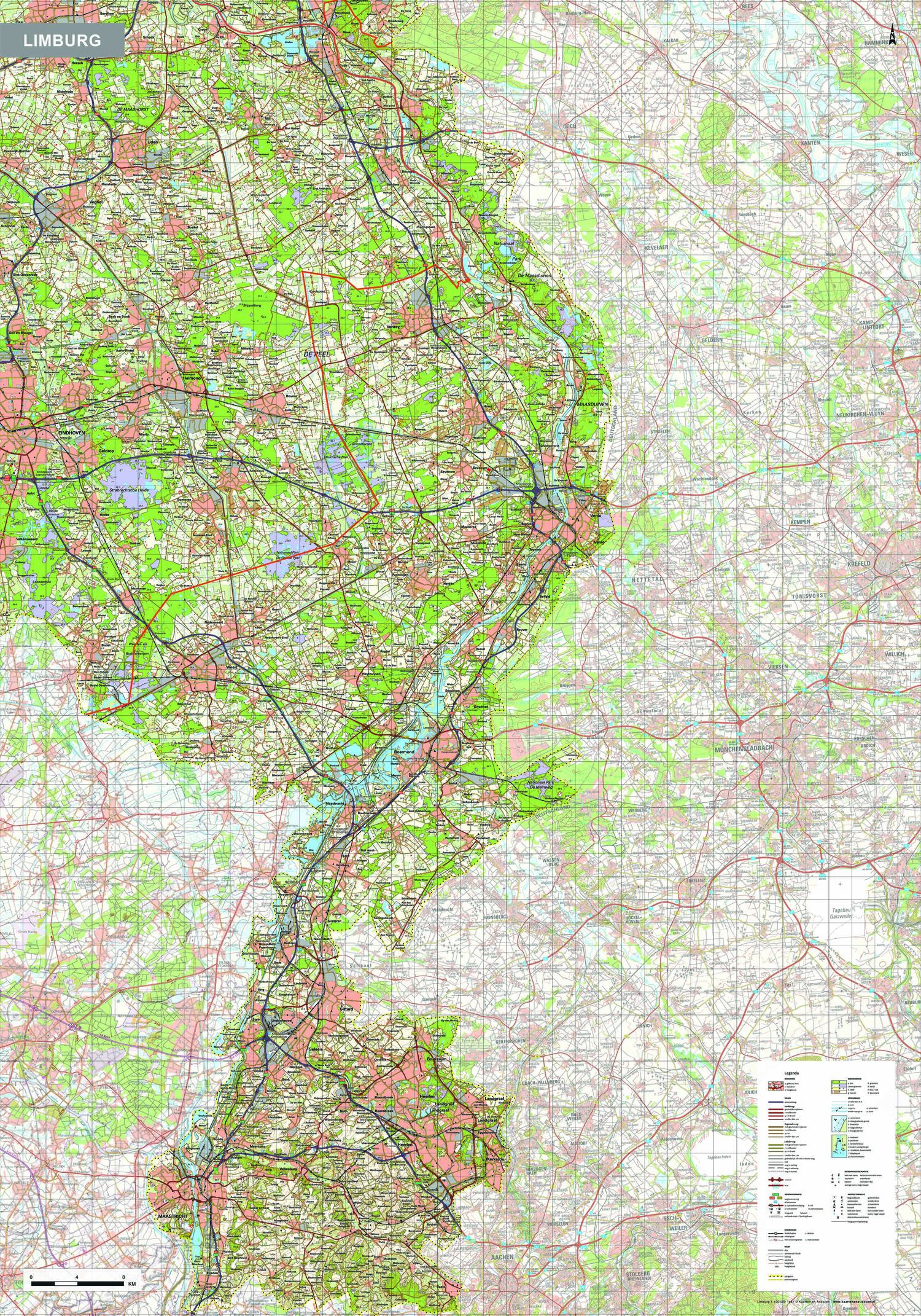 Topografische kaart Limburg 1:100.000