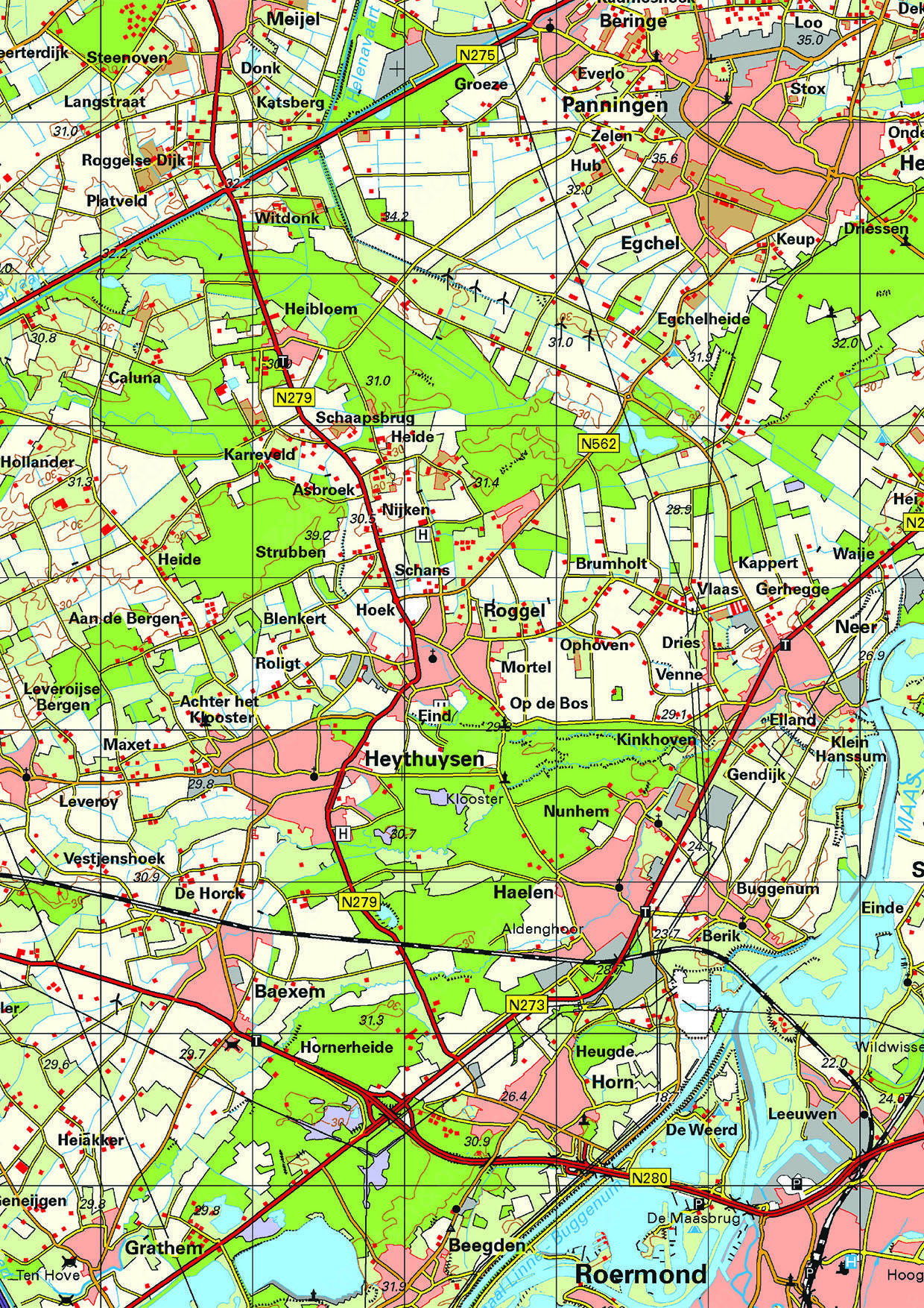 Topografische kaart Limburg 1:100.000