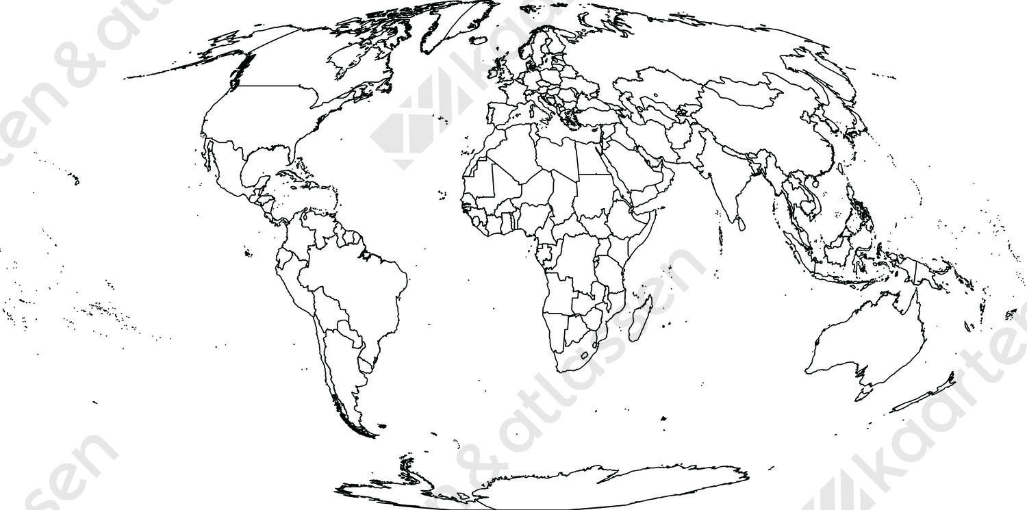 Digitale wereldkaart Mollweide projectie (gratis)