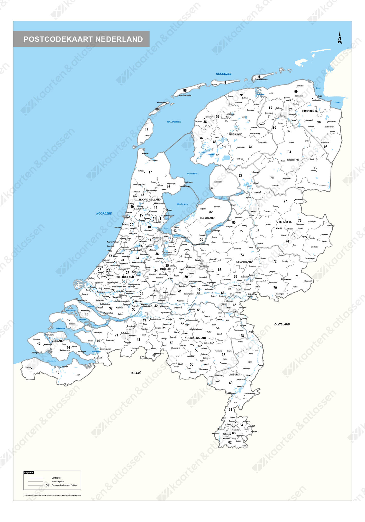 2-cijferige Postcodekaart Nederland