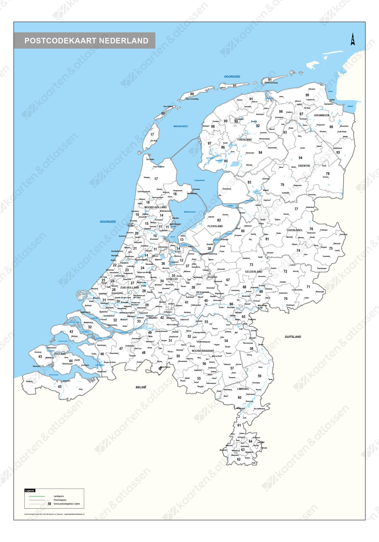 Digitale 2-cijferige Postcodekaart Nederland Digitale 2-cijferige Postcodekaart Nederland