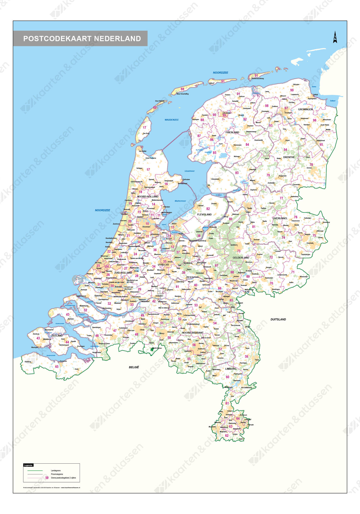 Digitale 2-cijferige Postcodekaart Nederland Digitale 2-cijferige Postcodekaart Nederland