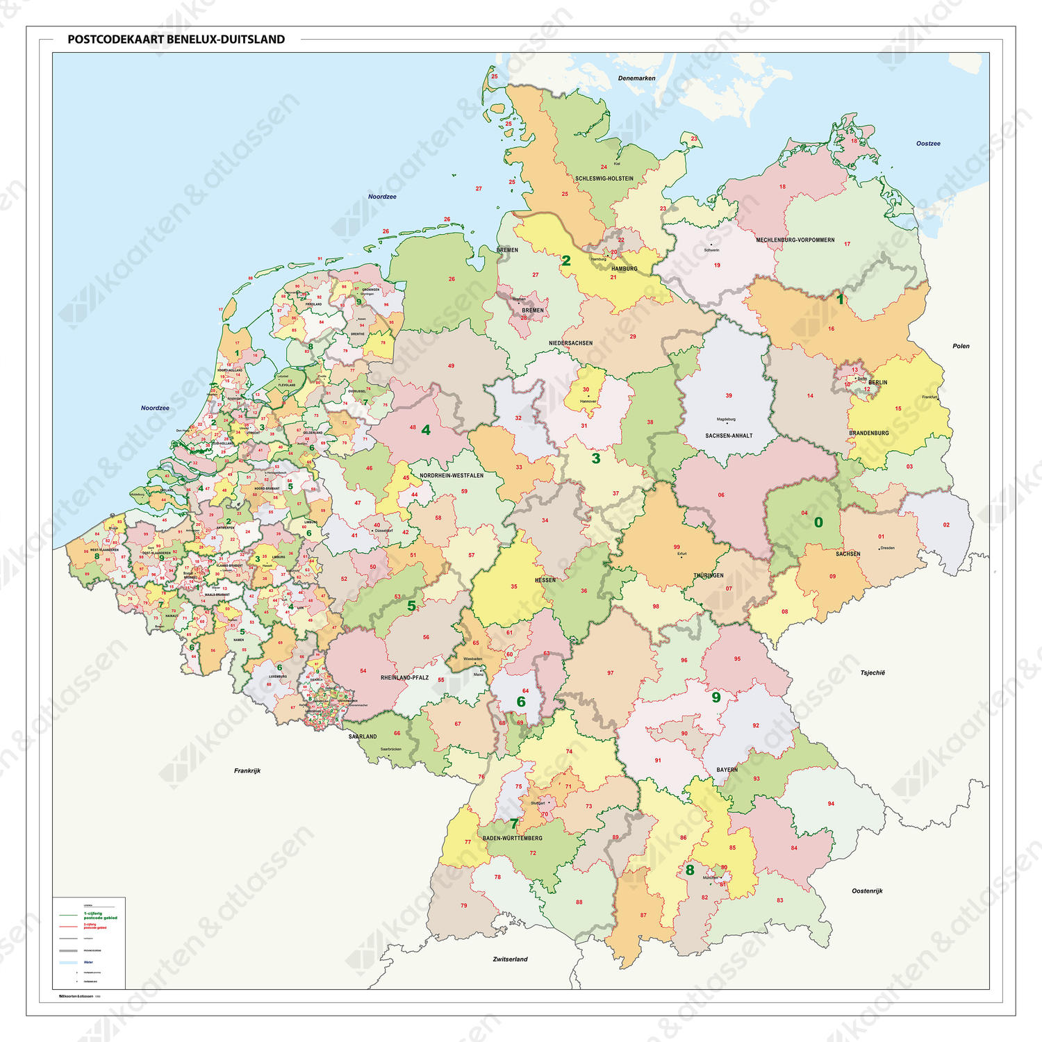 Digitale Postcodekaart Benelux + Duitsland 2-cijferig