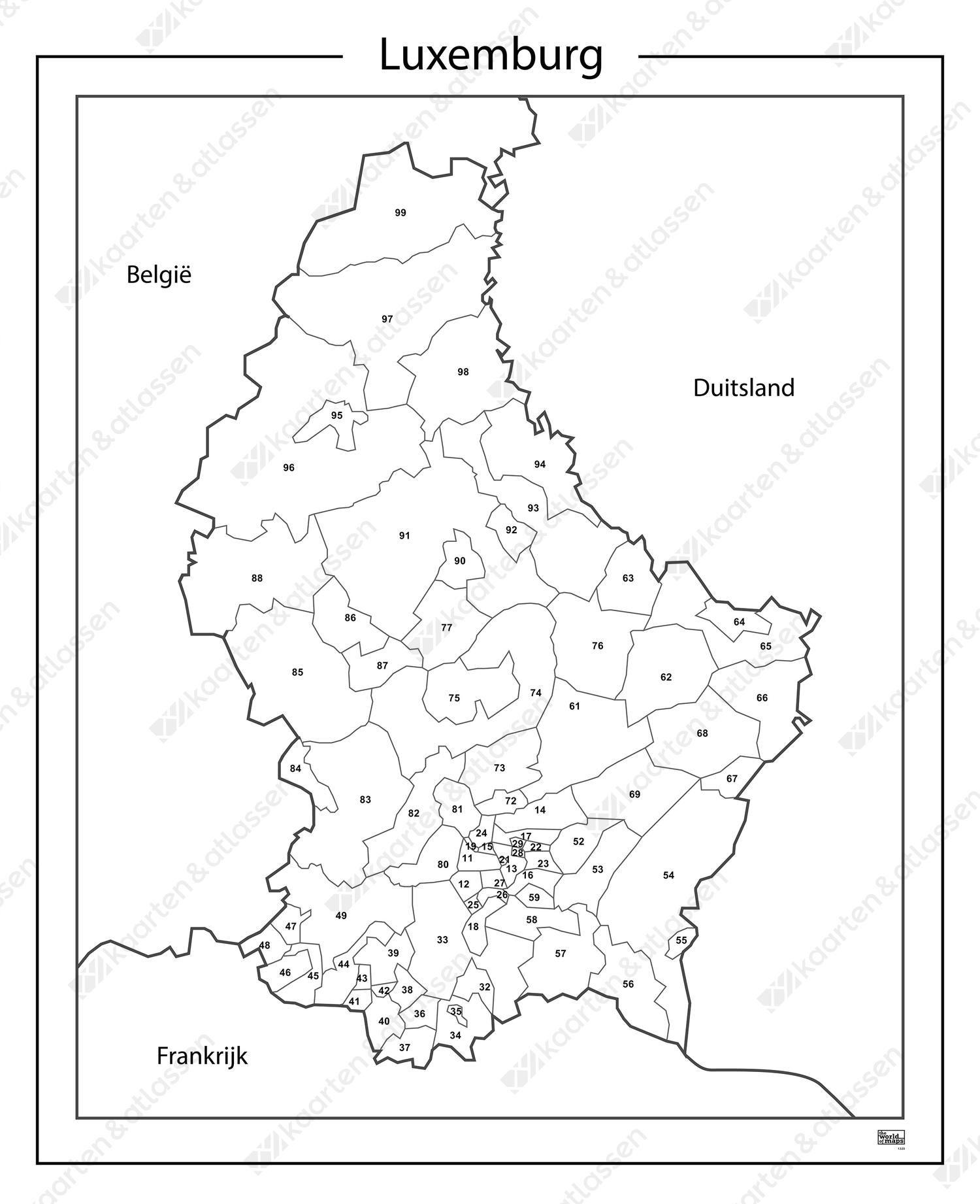 Postcodekaart Luxemburg 1320 Kaarten en Atlassen.nl