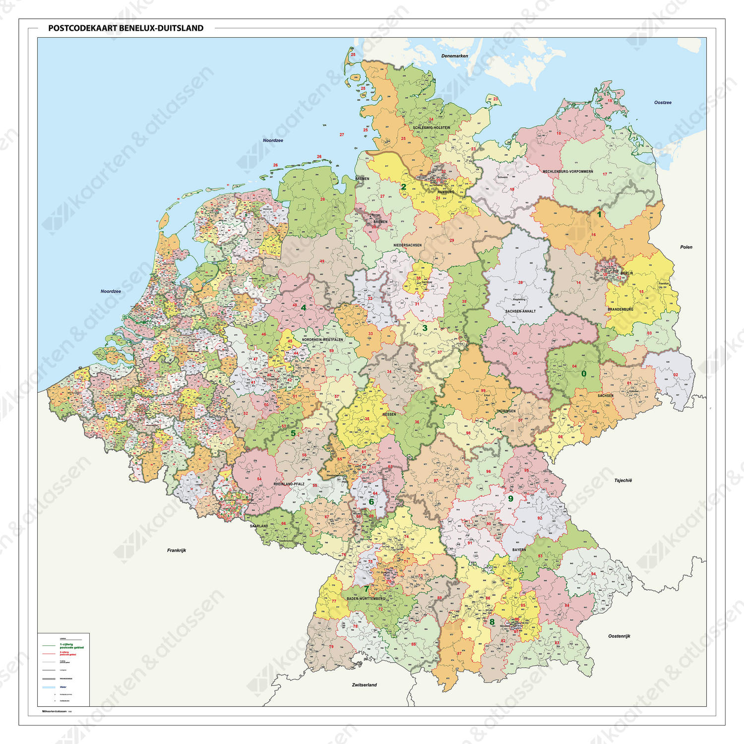 Digitale Postcodekaart Benelux + Duitsland 3-cijferig
