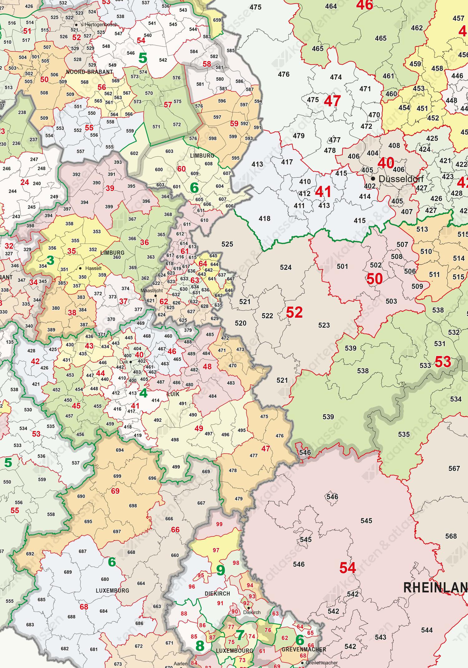 Digitale Postcodekaart Benelux + Duitsland 3-cijferig