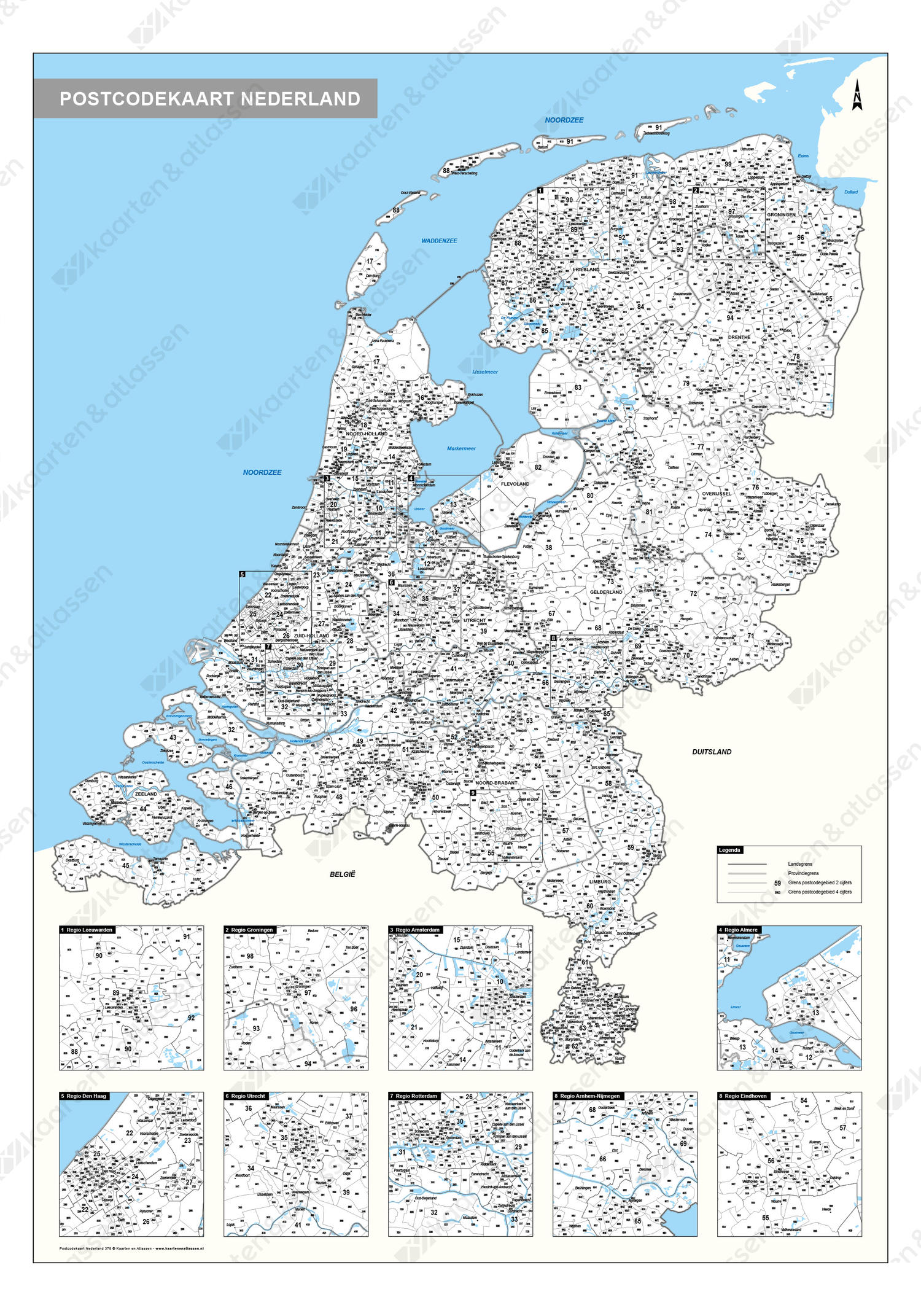 Digitale 4-cijferige Postcodekaart Nederland