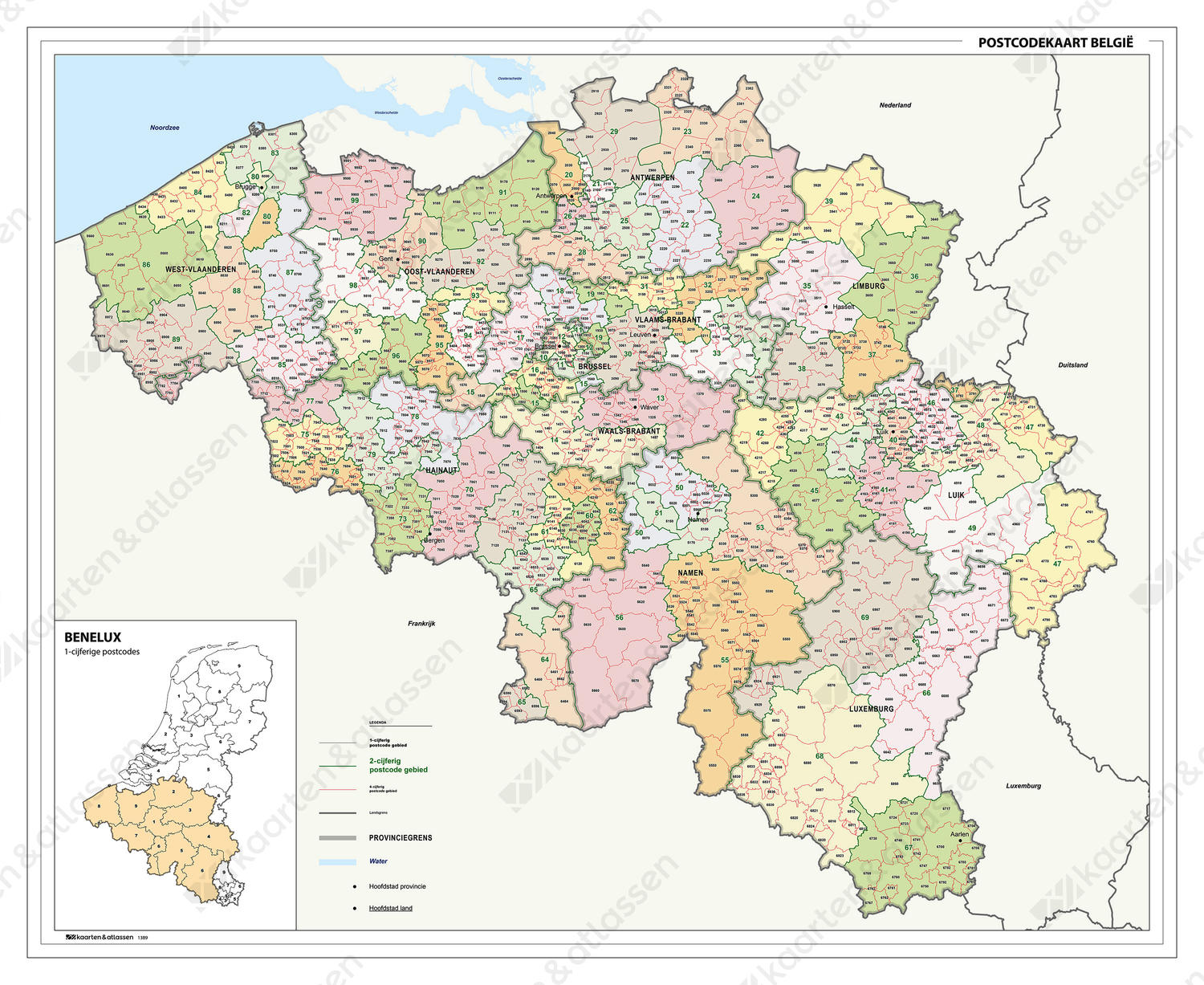 Digitale Postcodekaart België 2- en 4-cijferig