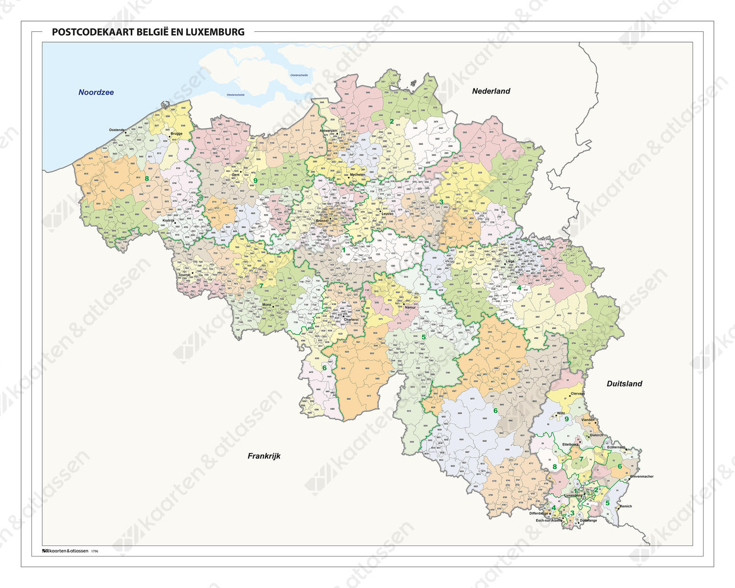 Digitale Postcodekaart België en Luxemburg