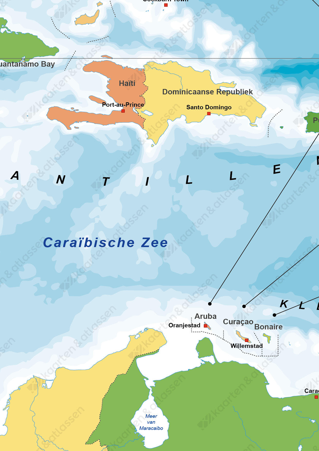 Staatkundige kaart Caribisch Gebied
