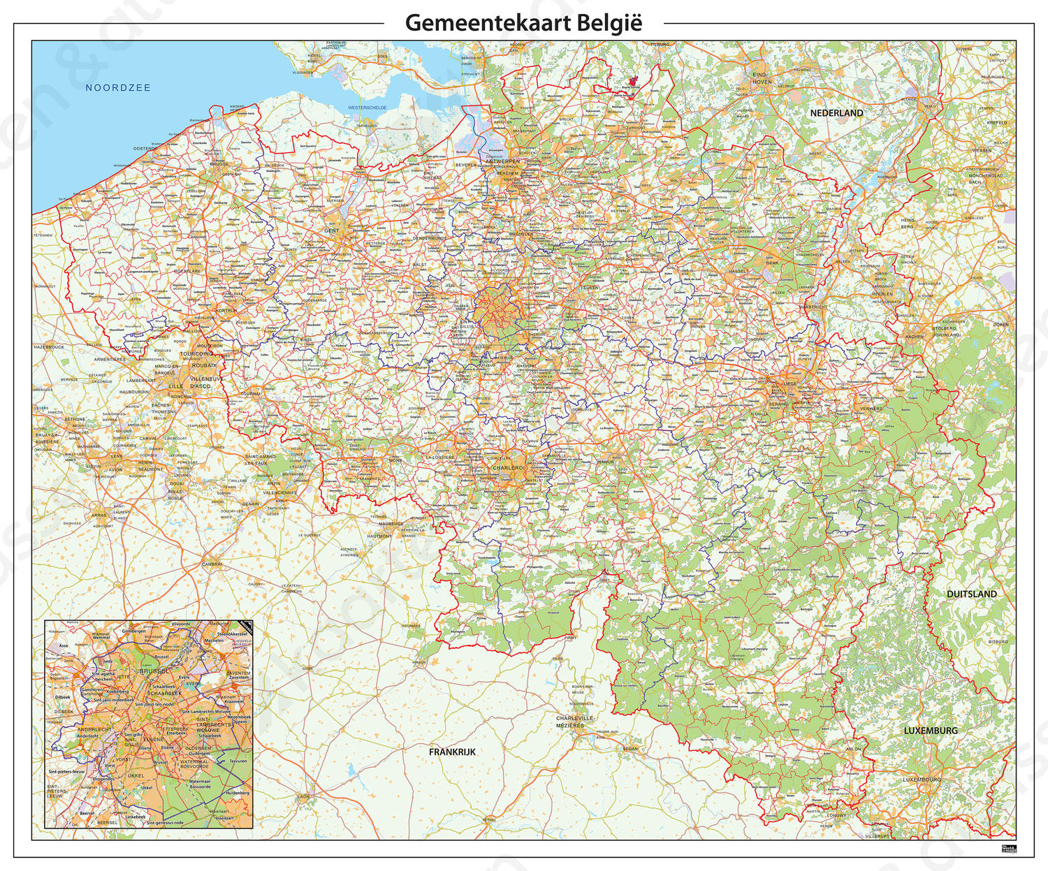 Gemeentekaart België Gedetailleerd