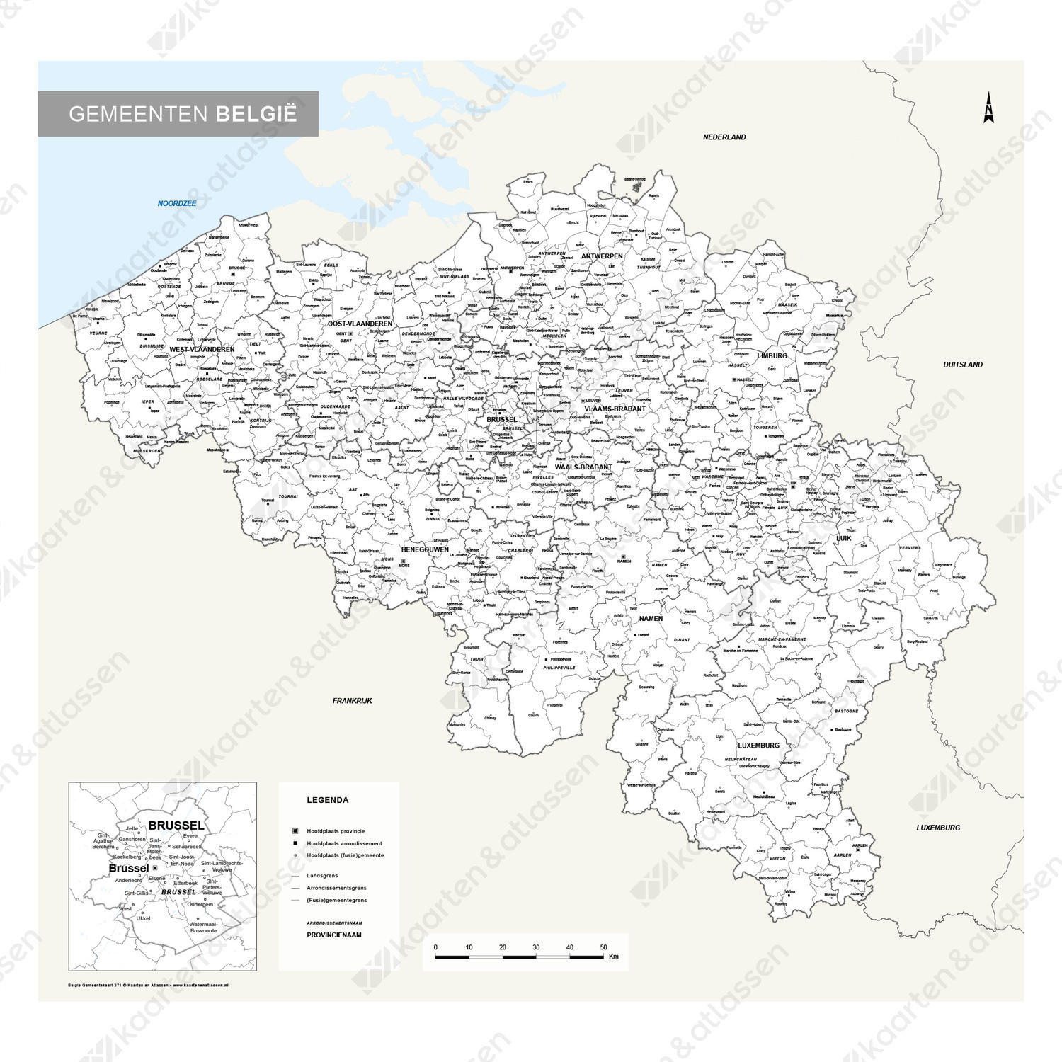 Whiteboard Gemeentekaart België Eenvoudig