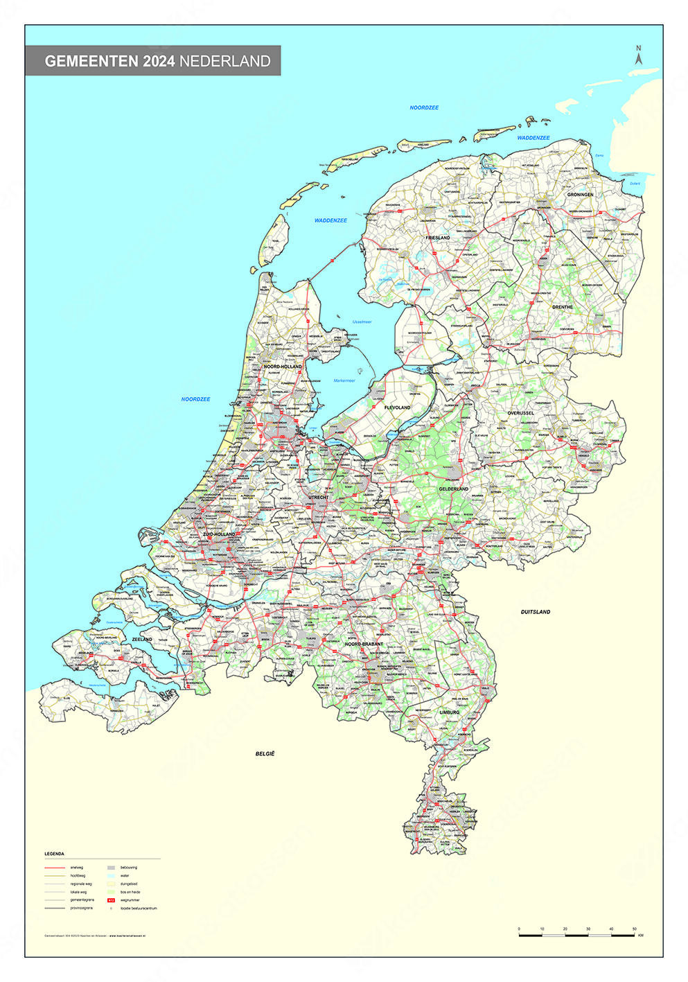 Digitale Gemeentekaart Nederland Gedetailleerd