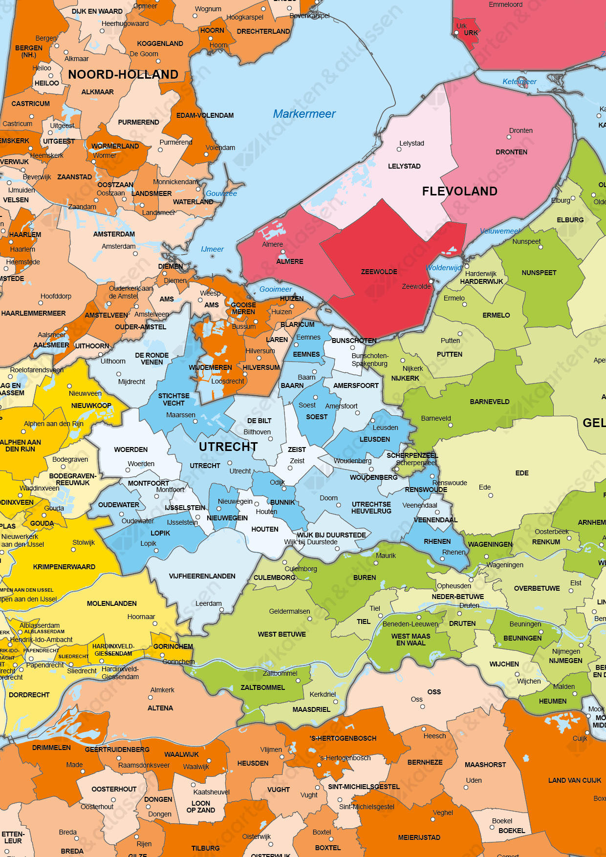 Digitale Gemeentekaart Nederland Provinciekleuren