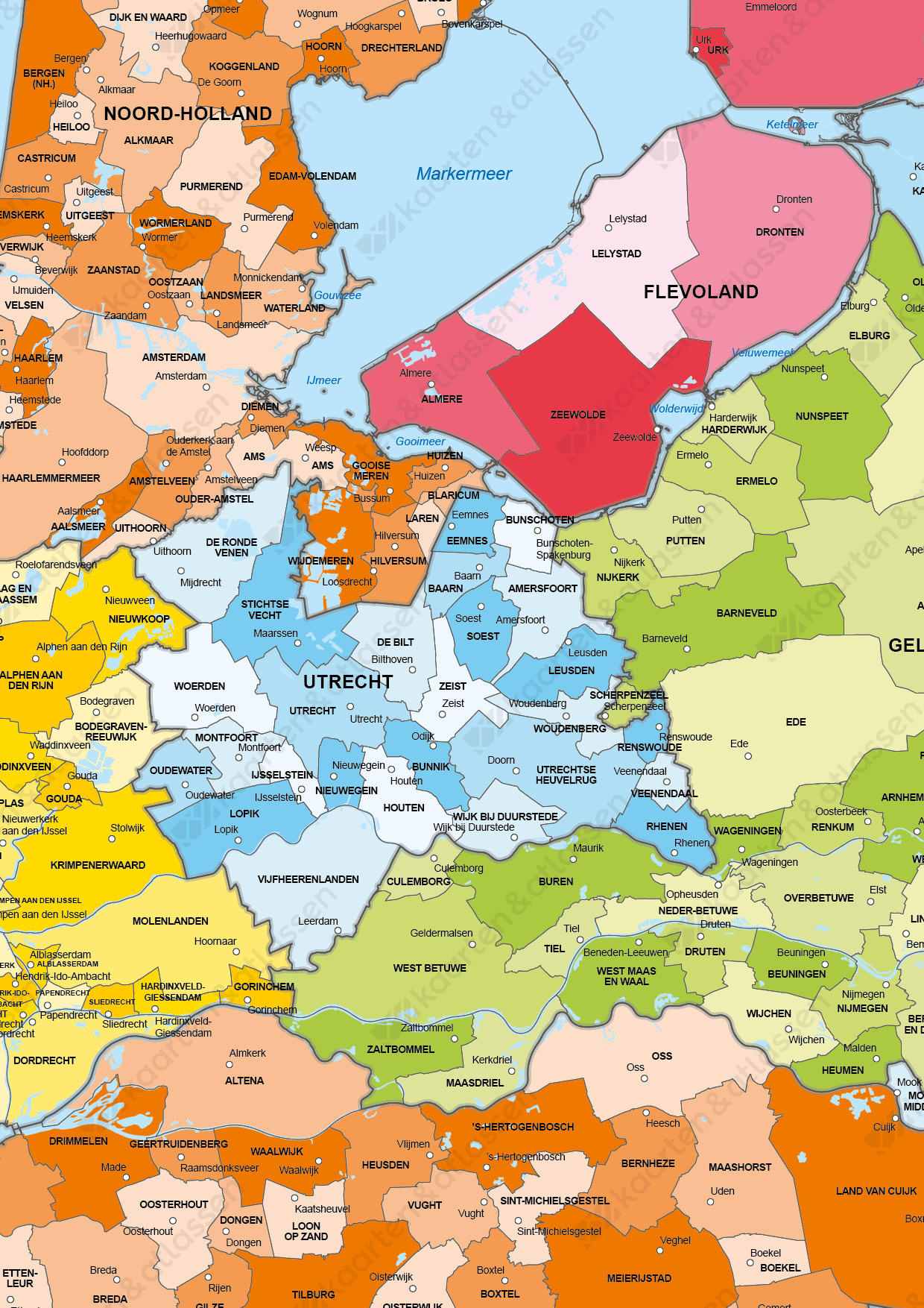 Beprikbare Gemeentekaart Nederland Provinciekleuren