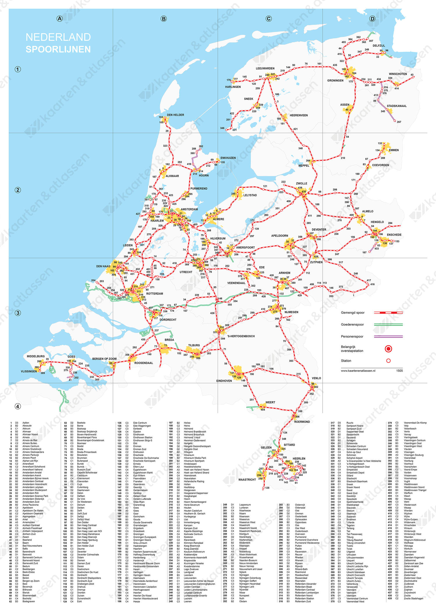 Spoorlijnenkaart Nederland