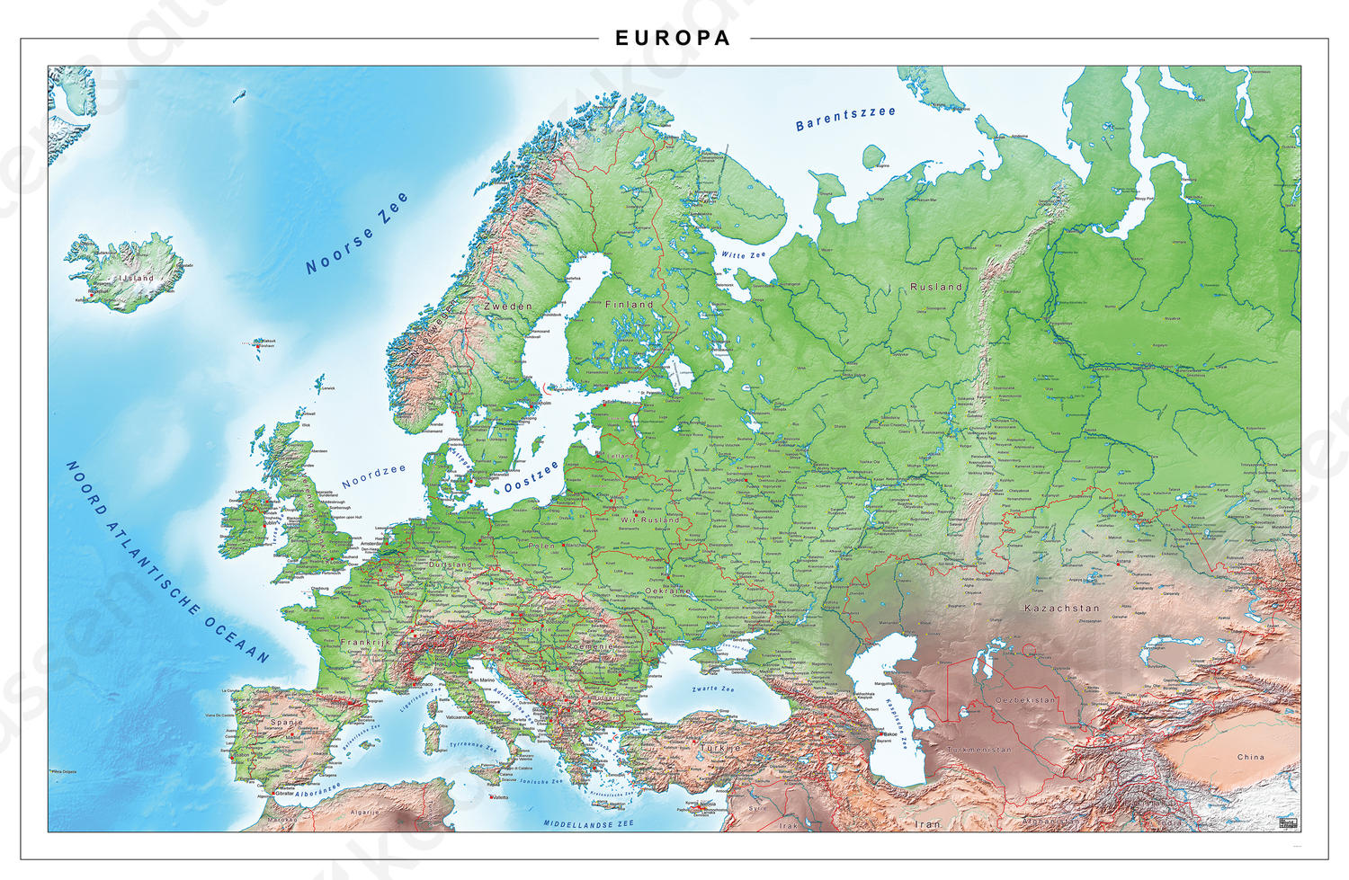 Europakaart Natuurkundig