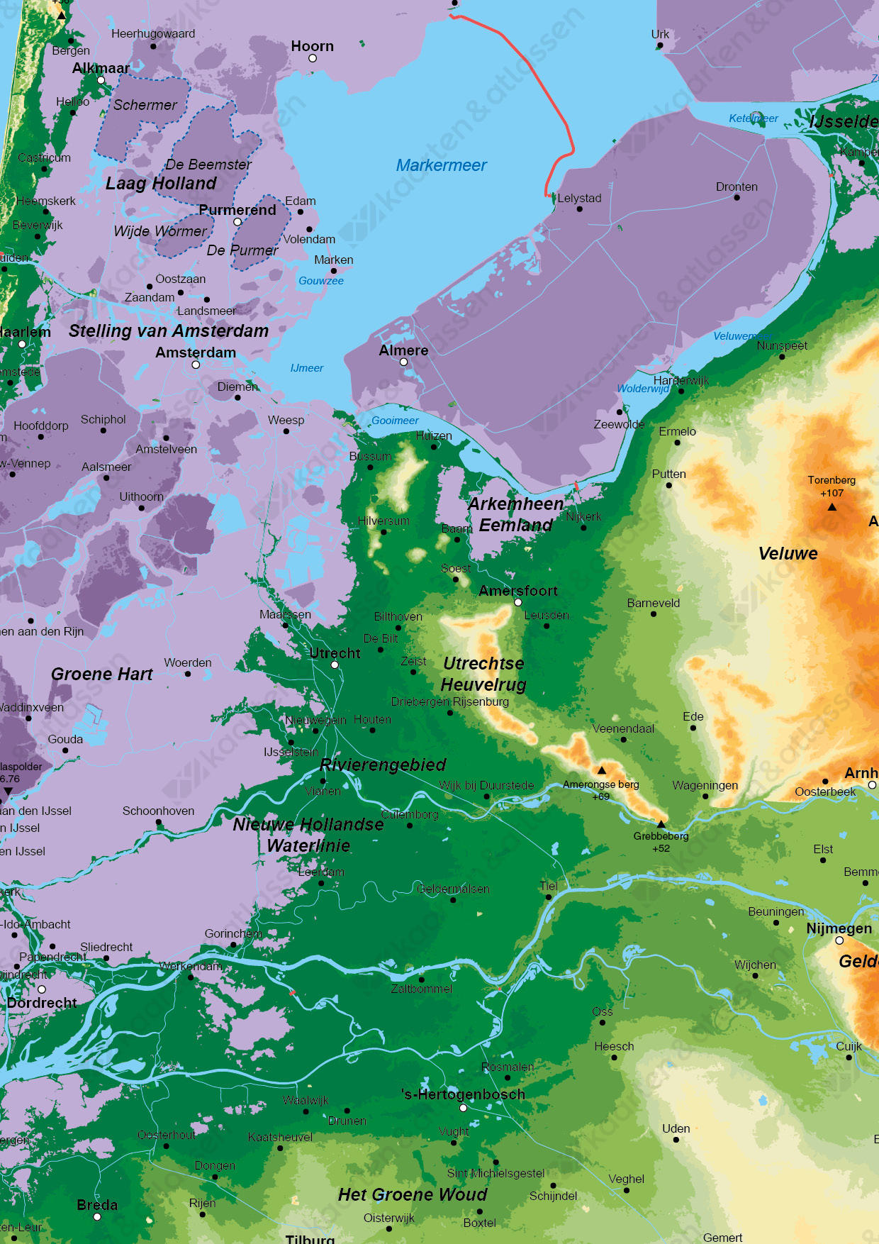 Hoogtekaart Nederland