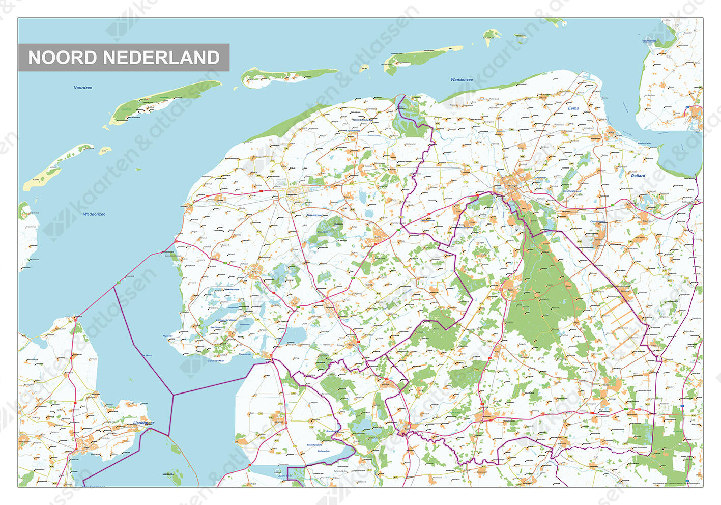 Regiokaart Noord Nederland