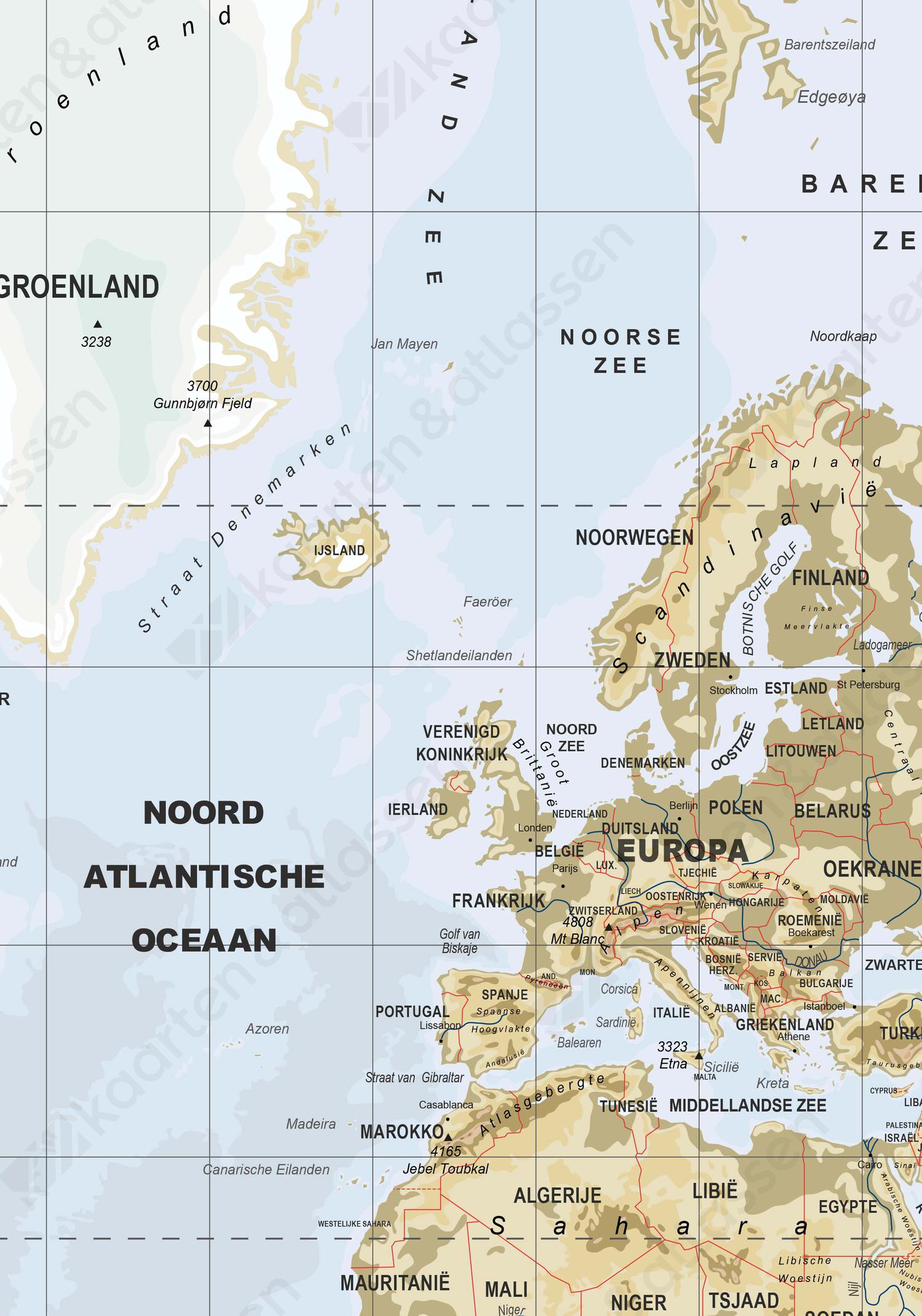 natuurkundige wereldkaart