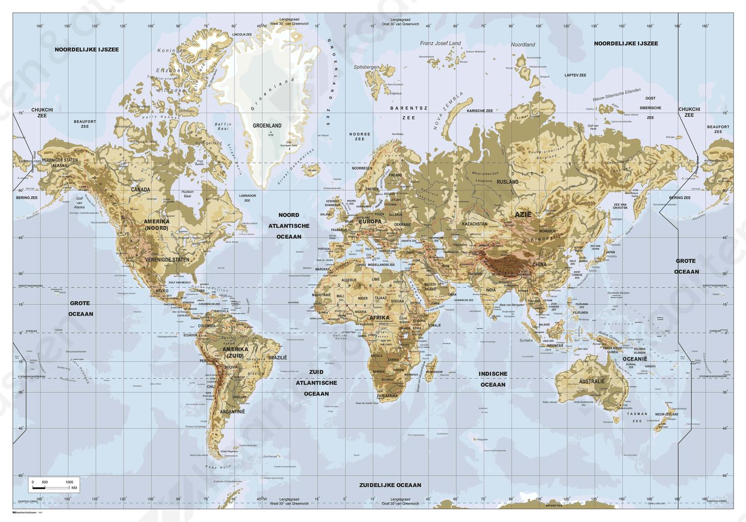 natuurkundige wereldkaart natuurkundige wereldkaart