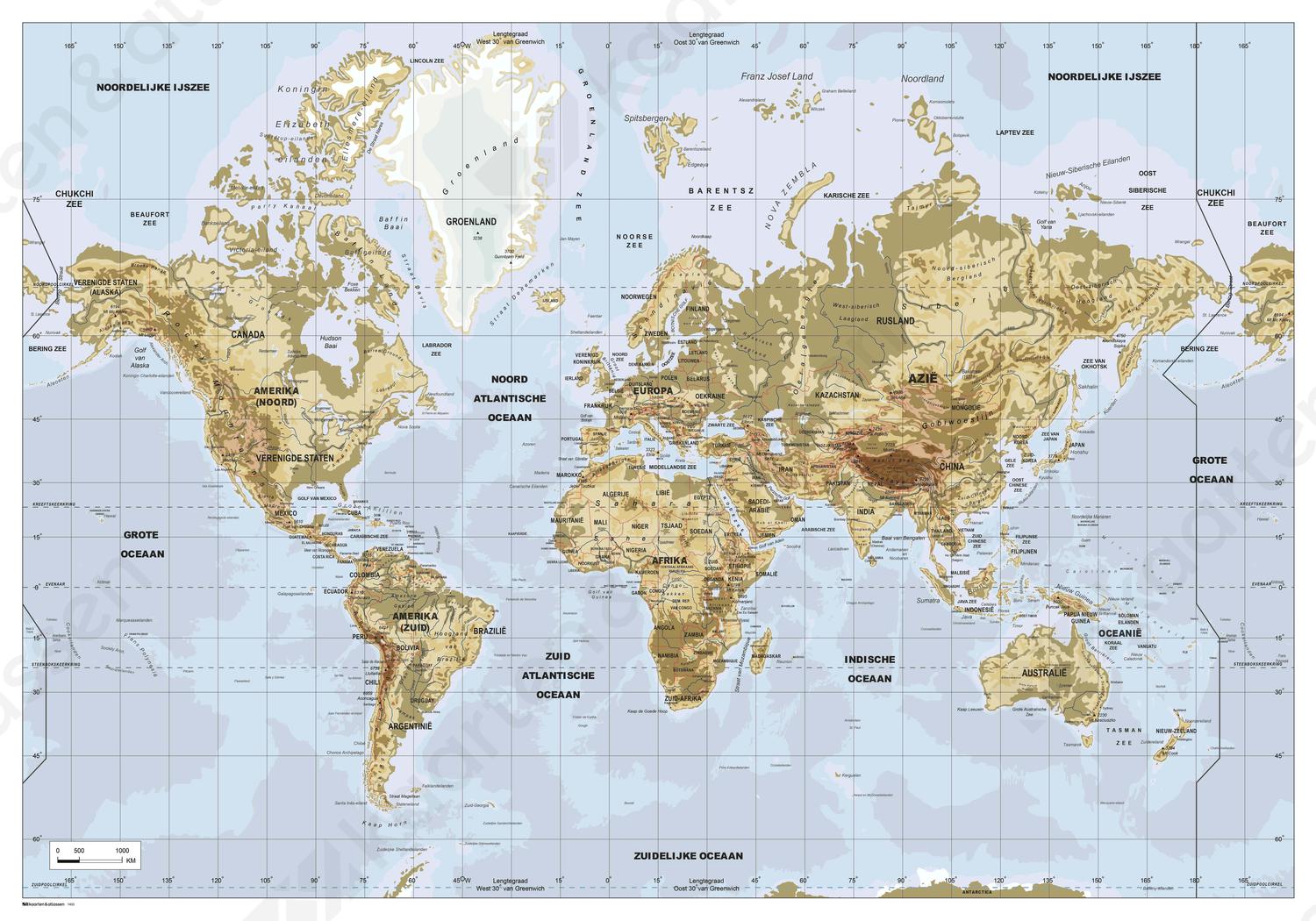 natuurkundige wereldkaart