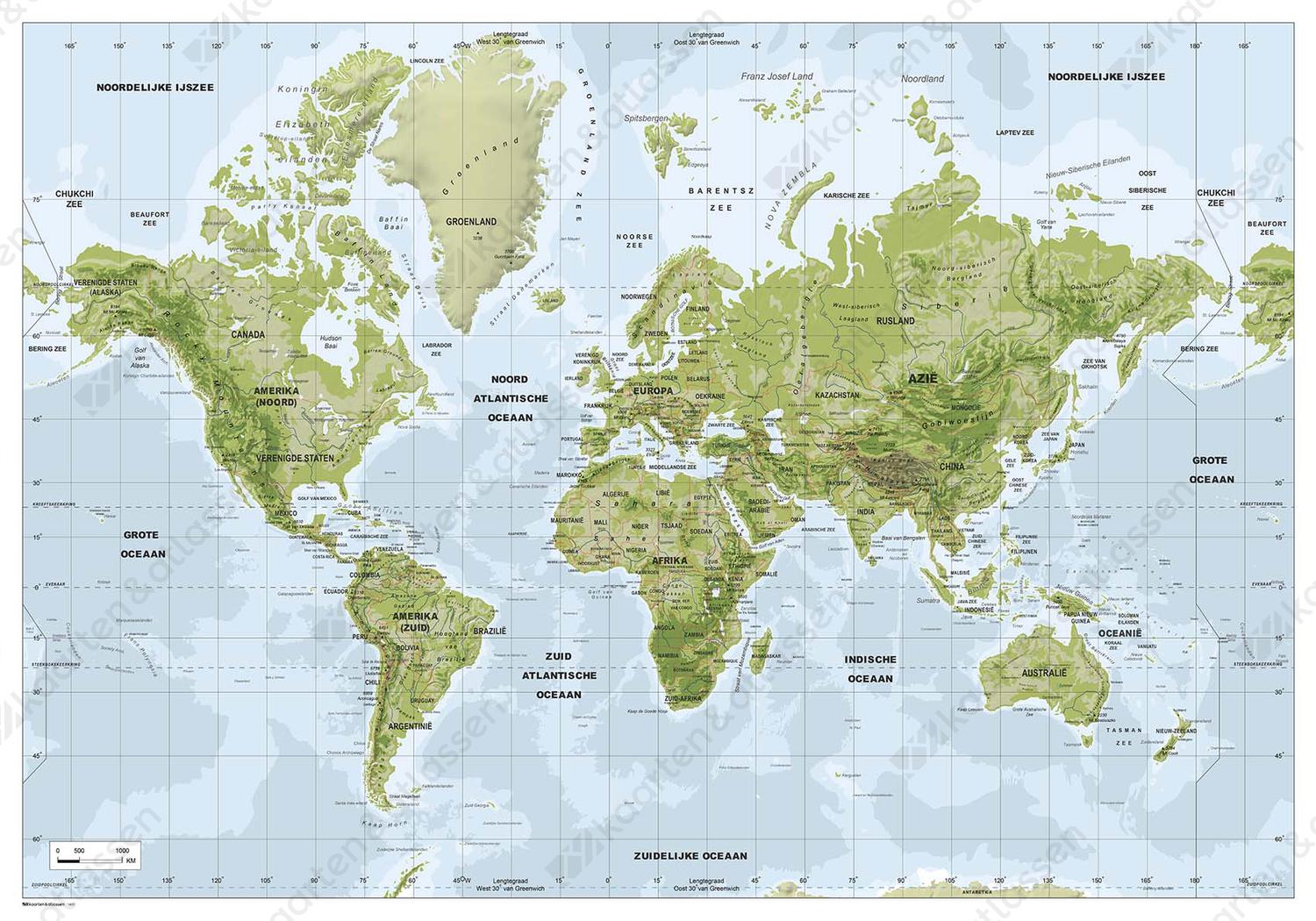 Natuurkundige Wereldkaart Natuurkundige Wereldkaart