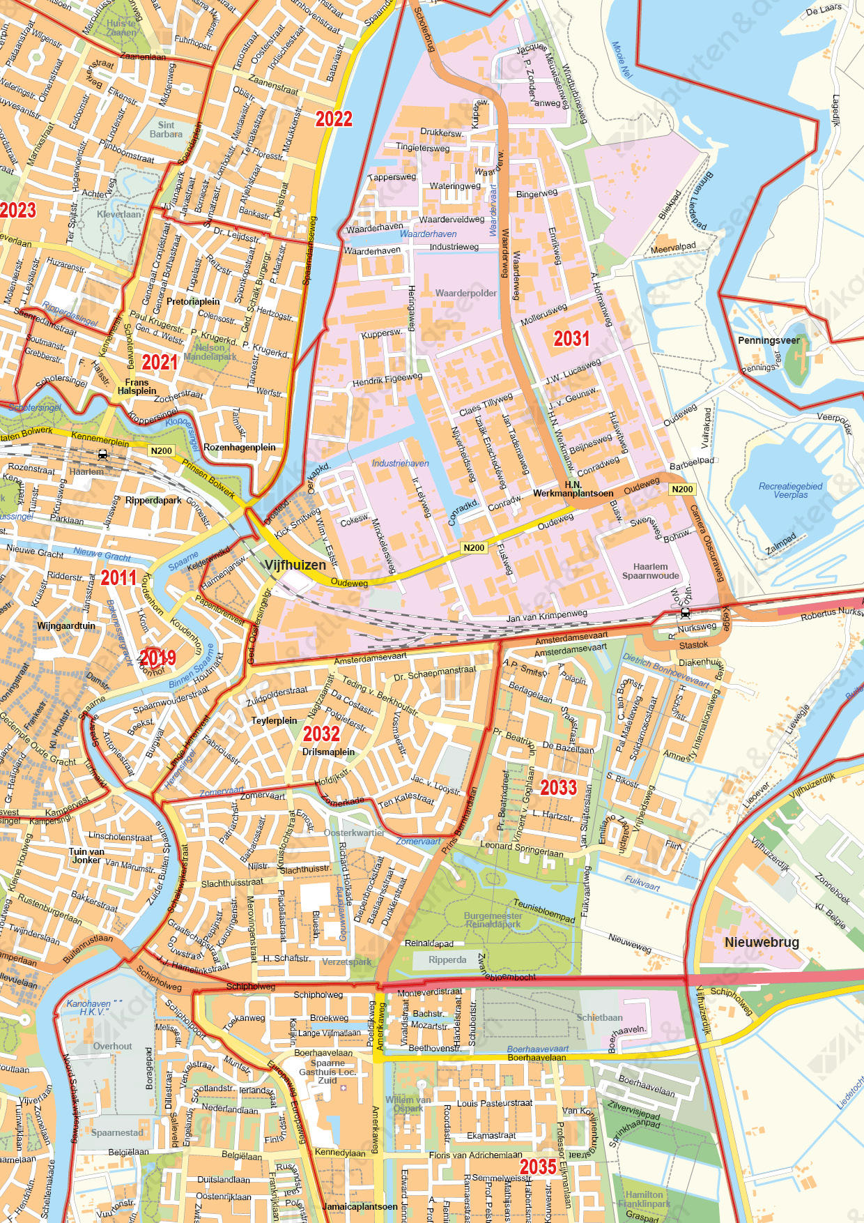 Postcodekaart Haarlem