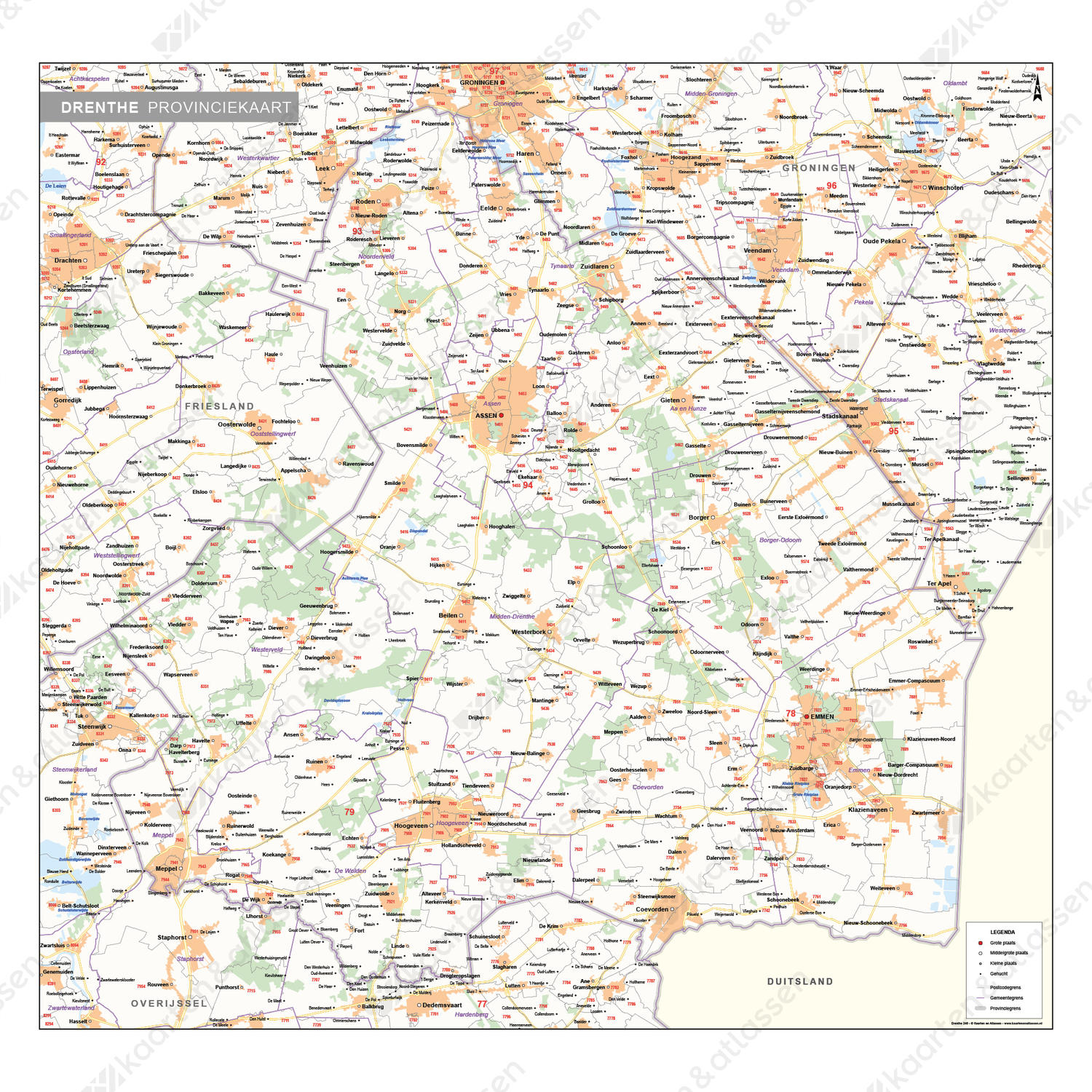 Postcode-/Gemeentekaart Drenthe