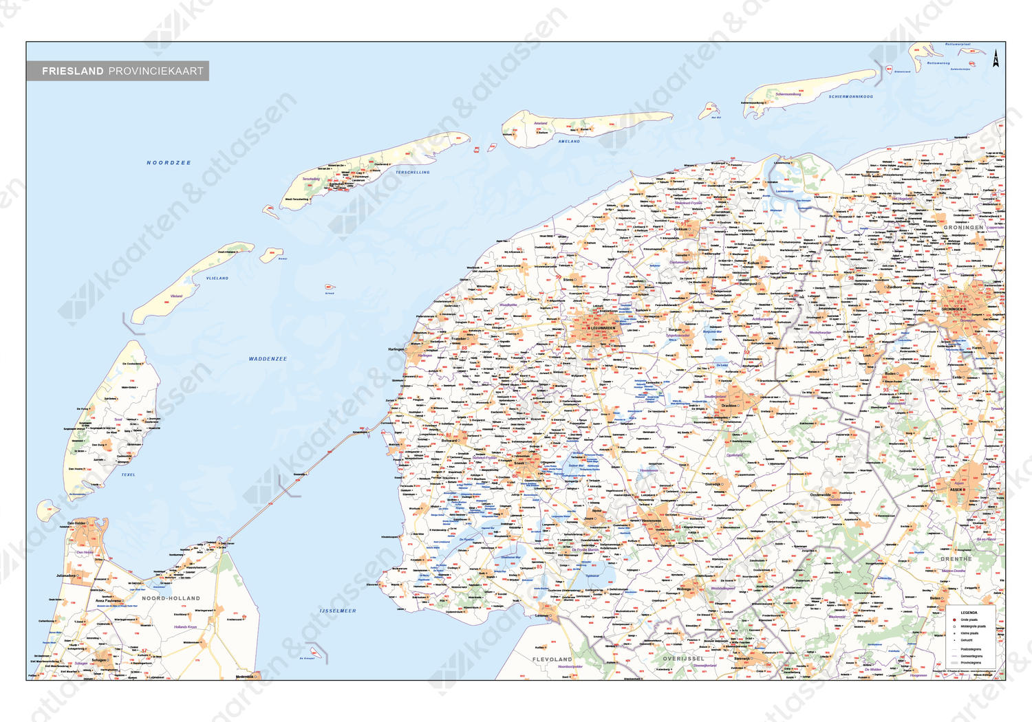 Postcode-/Gemeentekaart Friesland