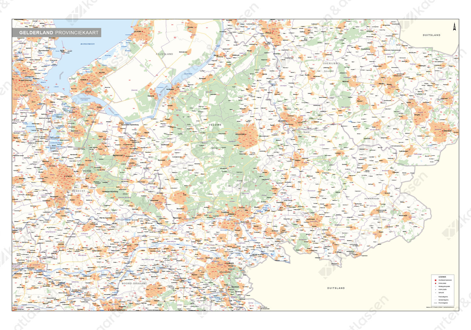 Postcode-/Gemeentekaart Gelderland